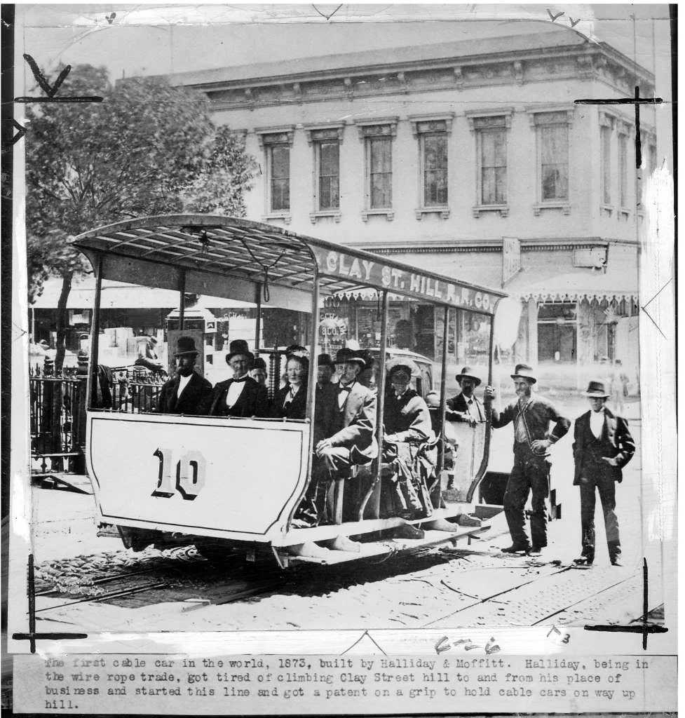 1st Cable Car - Clay Street 1873
