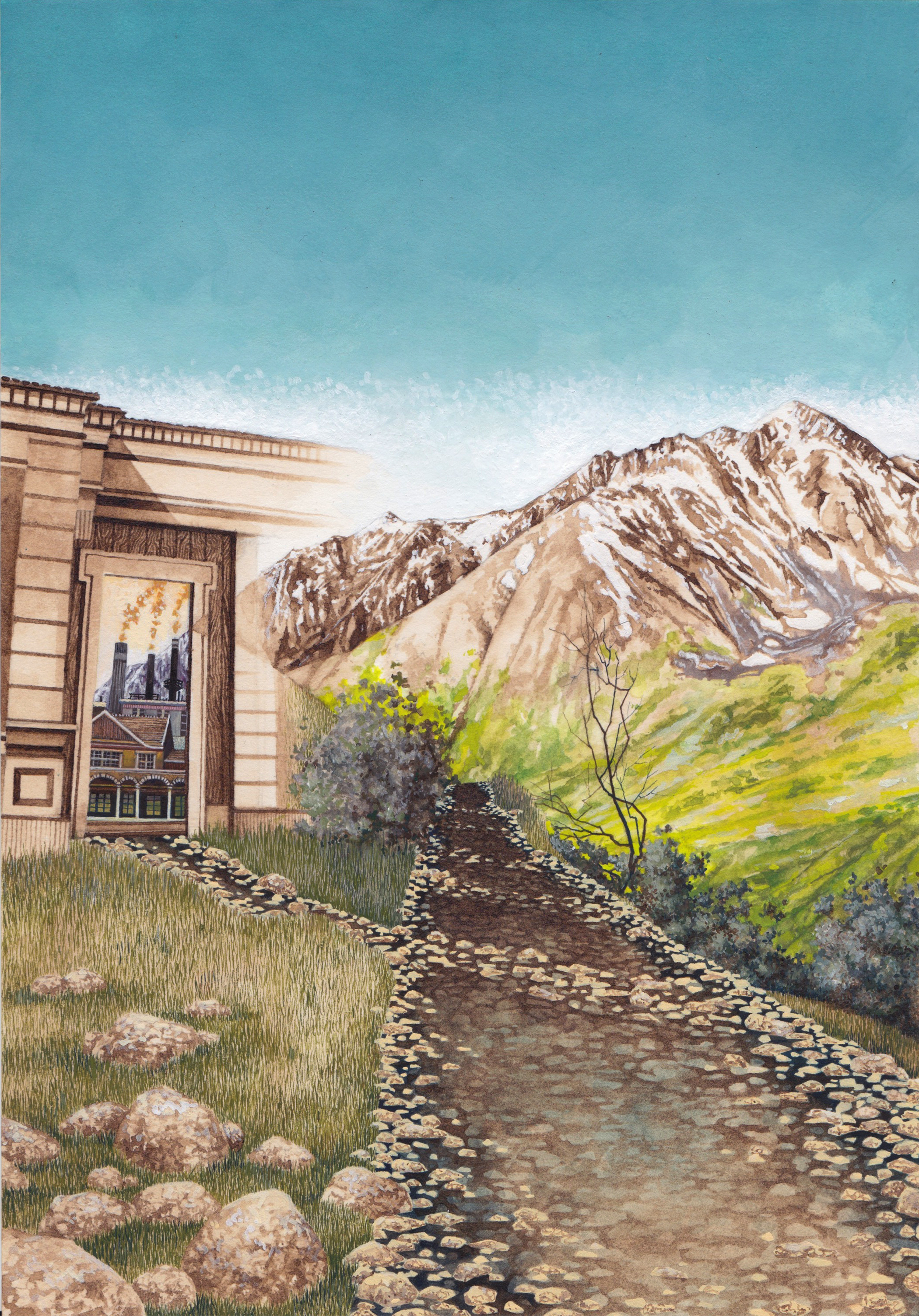 Doorway V, gouache and ink on paper, 10" x 7" 2014.