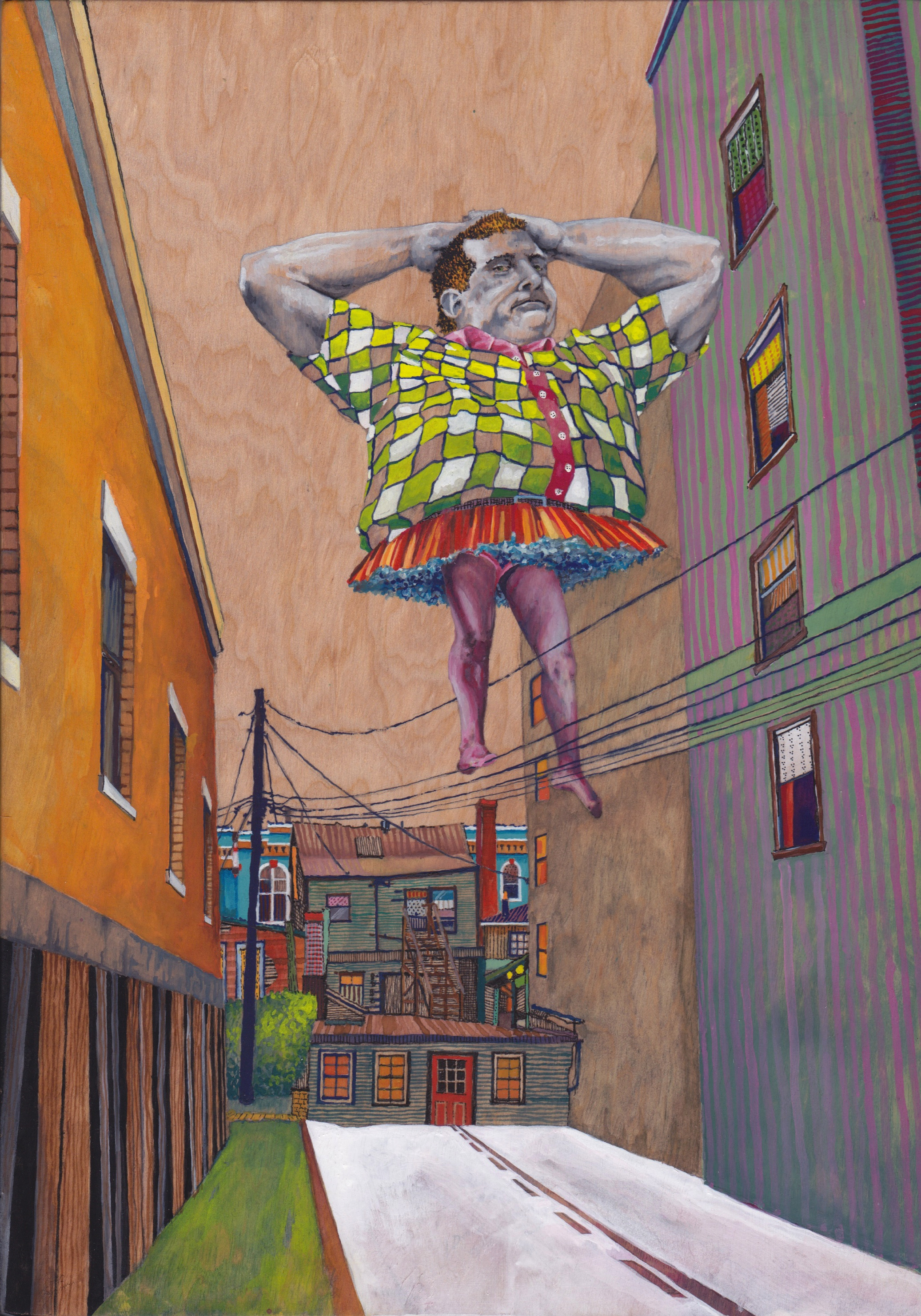 Tip Toe, gouache on panel, 10" x 6.5" 2014.
