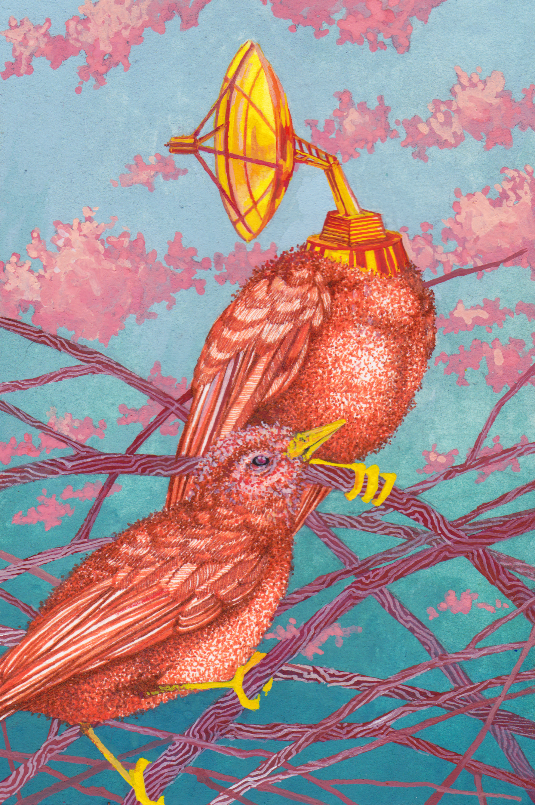 Mail Order Friend , gouache and ink on paper, 4.5" x 3" 2016.