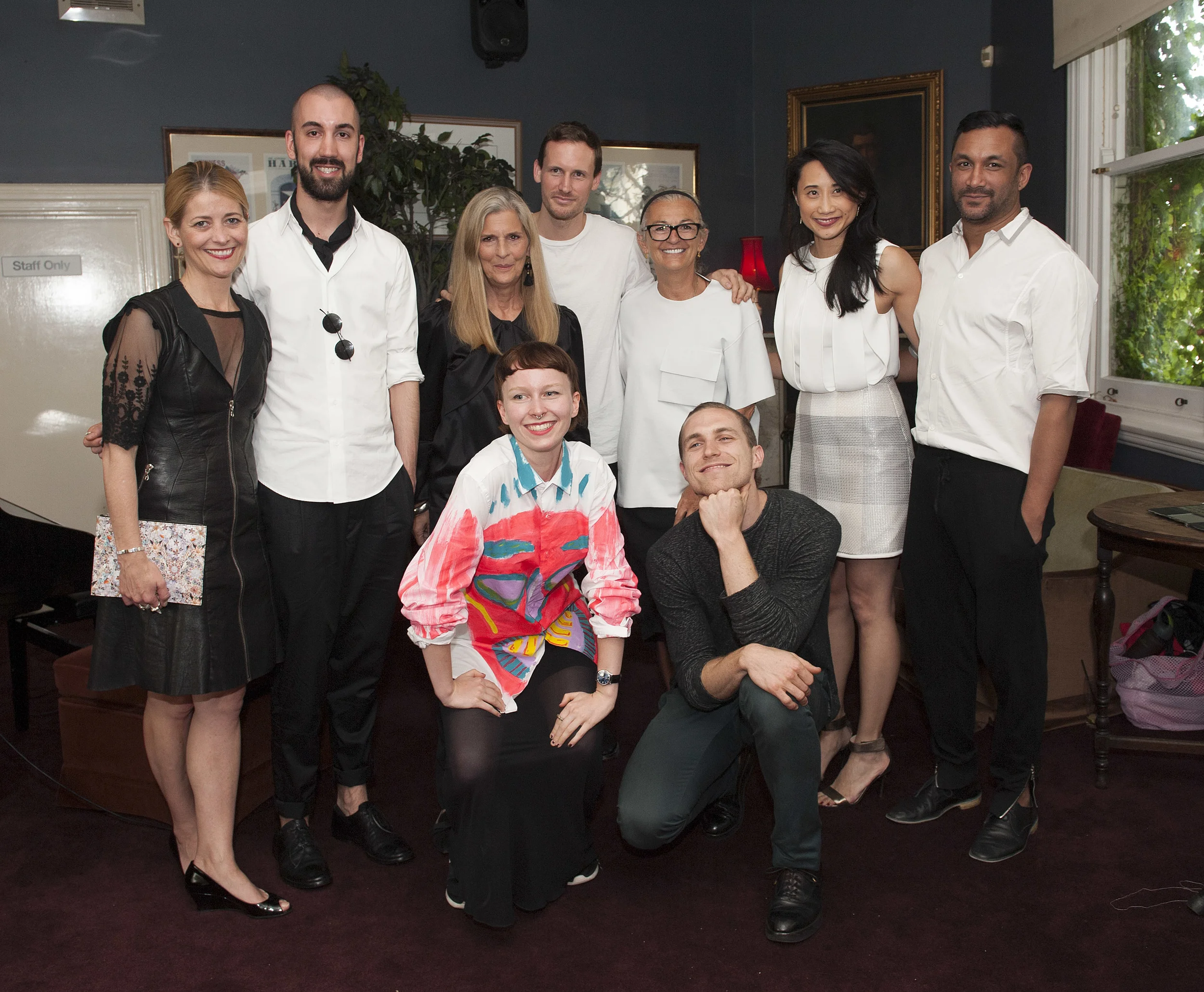 Kellie Hush (EIC of Harper's Bazaar Australia), Max Sanderson (Runner-up), Nancy Pilcher (Judge), Grace Butterworth (Winner), Dion Lee (Judge), Brana Wolf (Judge), Alexander Kelvy (Winner), Michelle Lee (Winner) and Ryan Lobo (Judge)