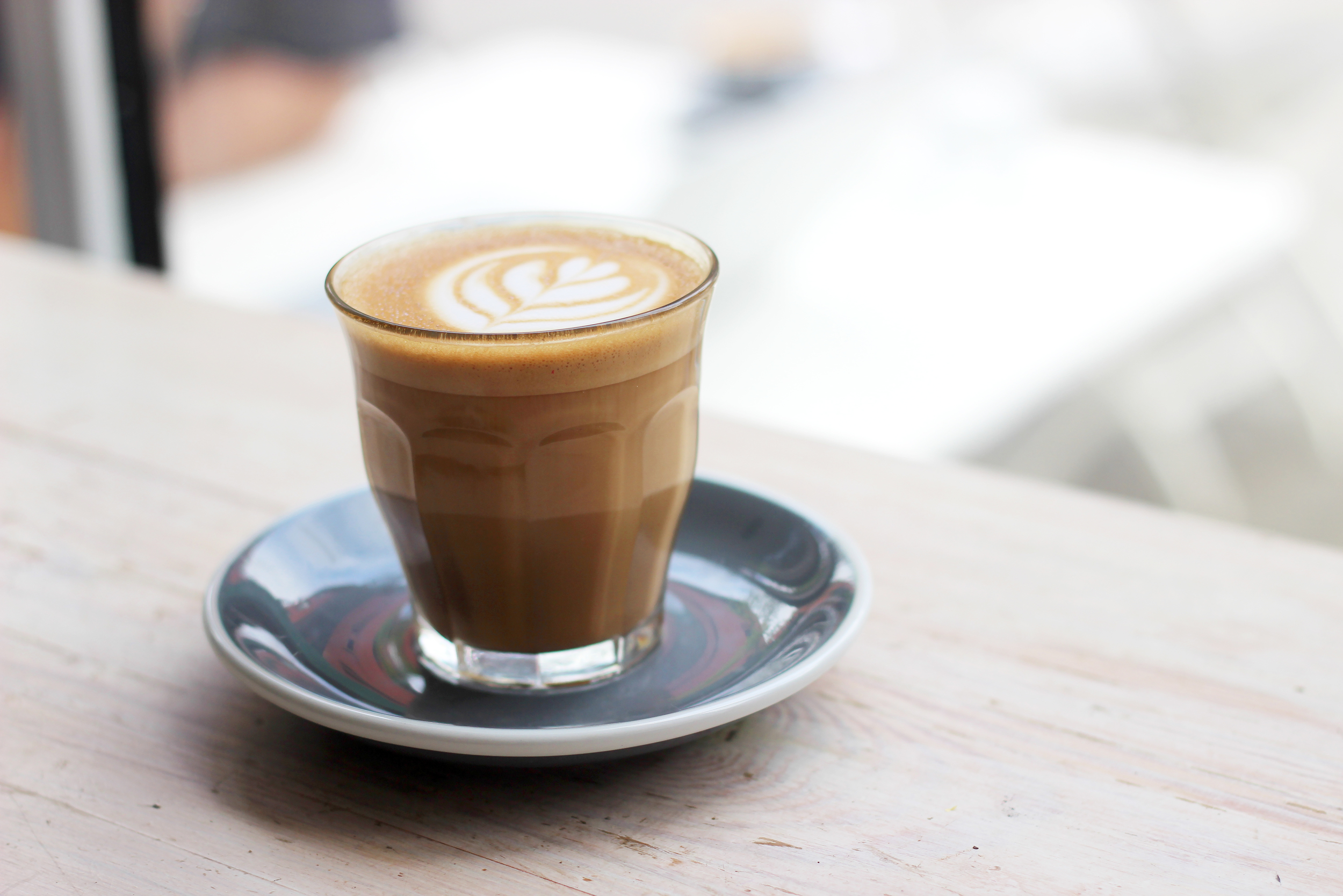 You can see the clear separation of milk and coffee in this latte.