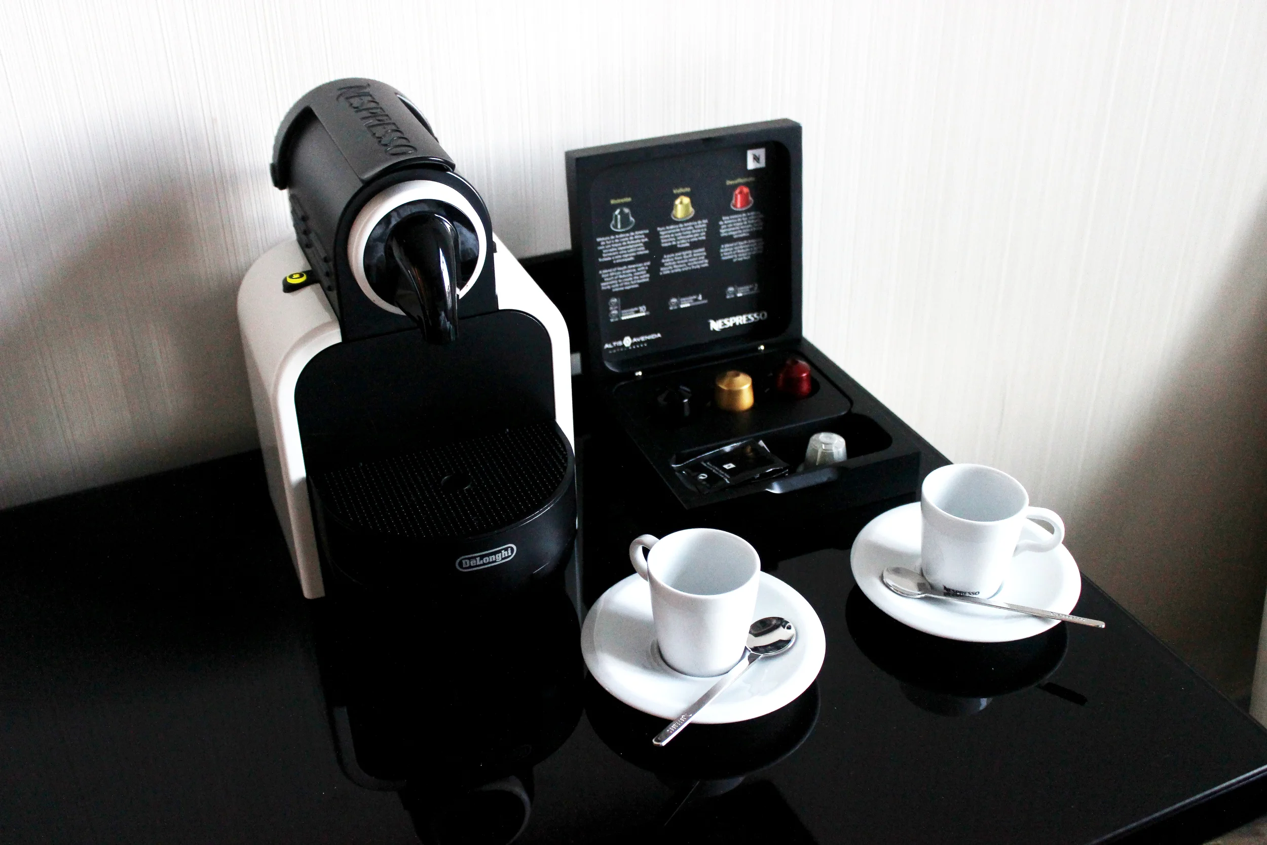 We were way too excited for our own personal Nespresso machine (they even gave us a tea pod!)