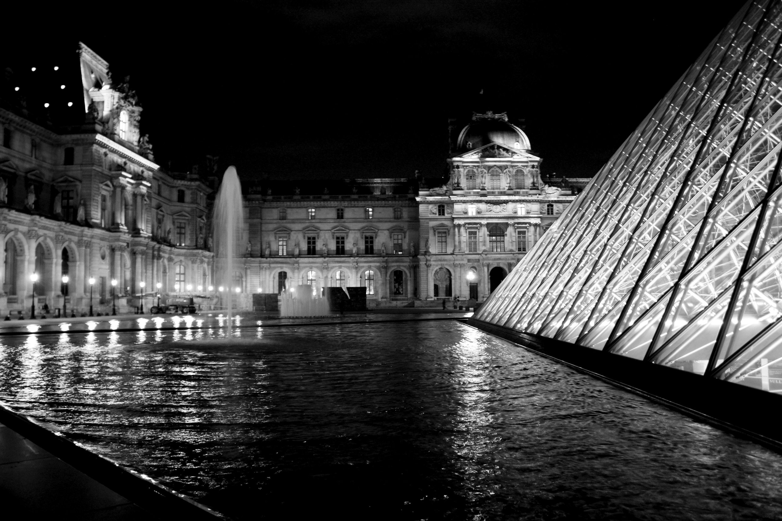 The Louvre, illuminated at night