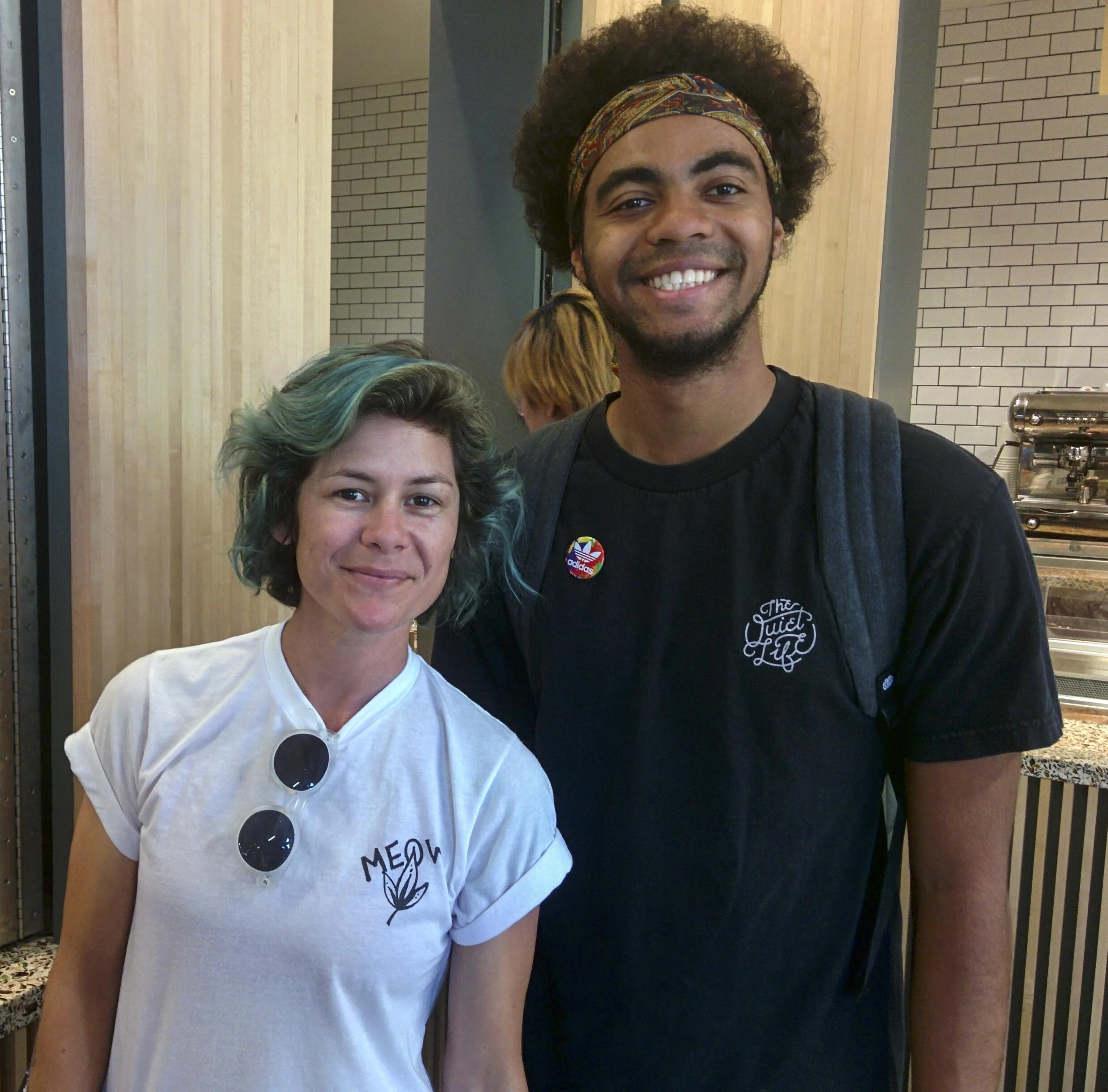 Pro Skater Vanessa Torres with USC ASCJ 420 Skateboarding and Action Sports in Business, Media and Culture Student Thiebault, President of the USC Skateboarding Club.