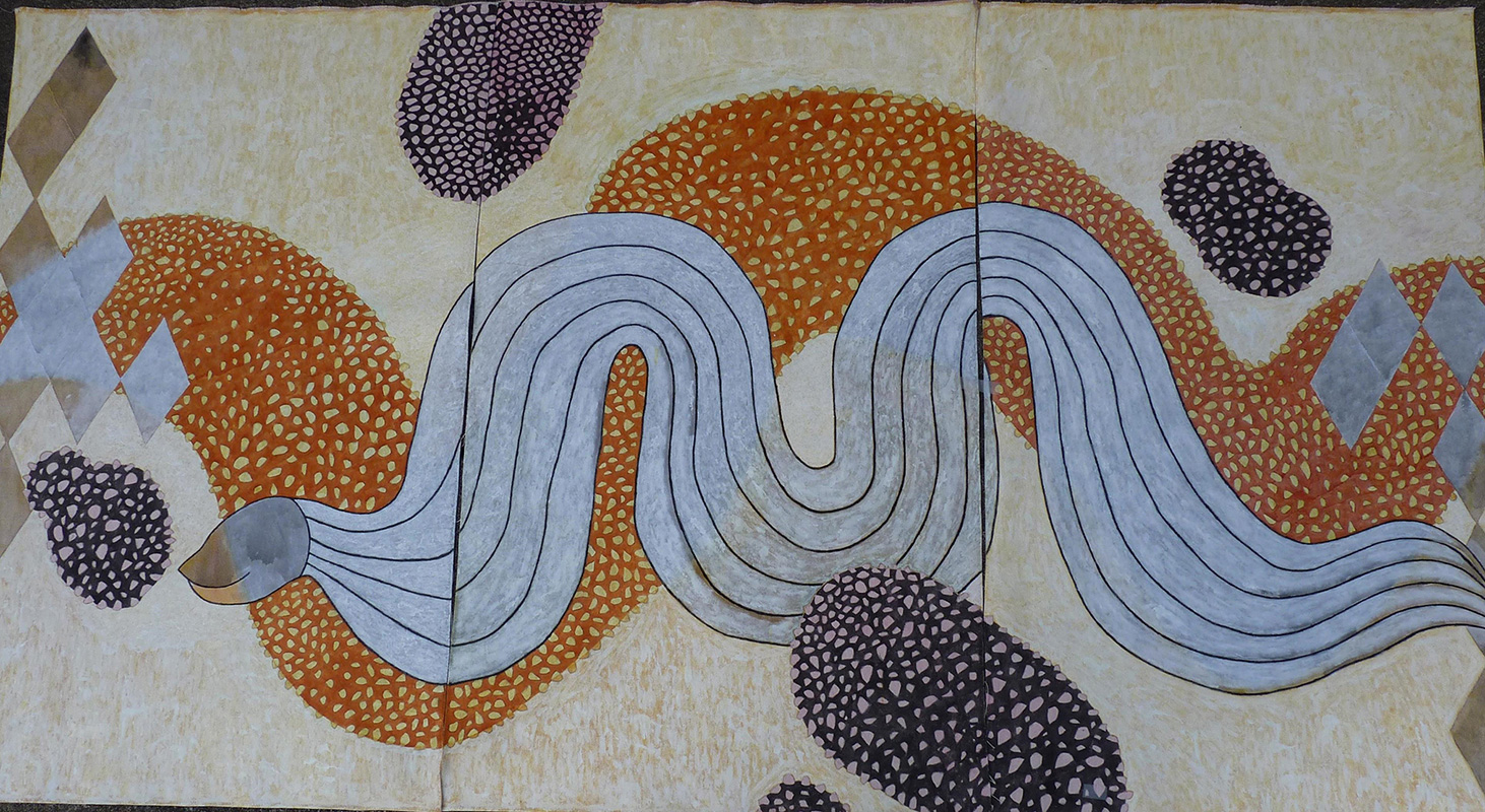 Anujan Ezhikode Illumination, 2013 Acrylic, pen, pencil on canvas 46"x90"