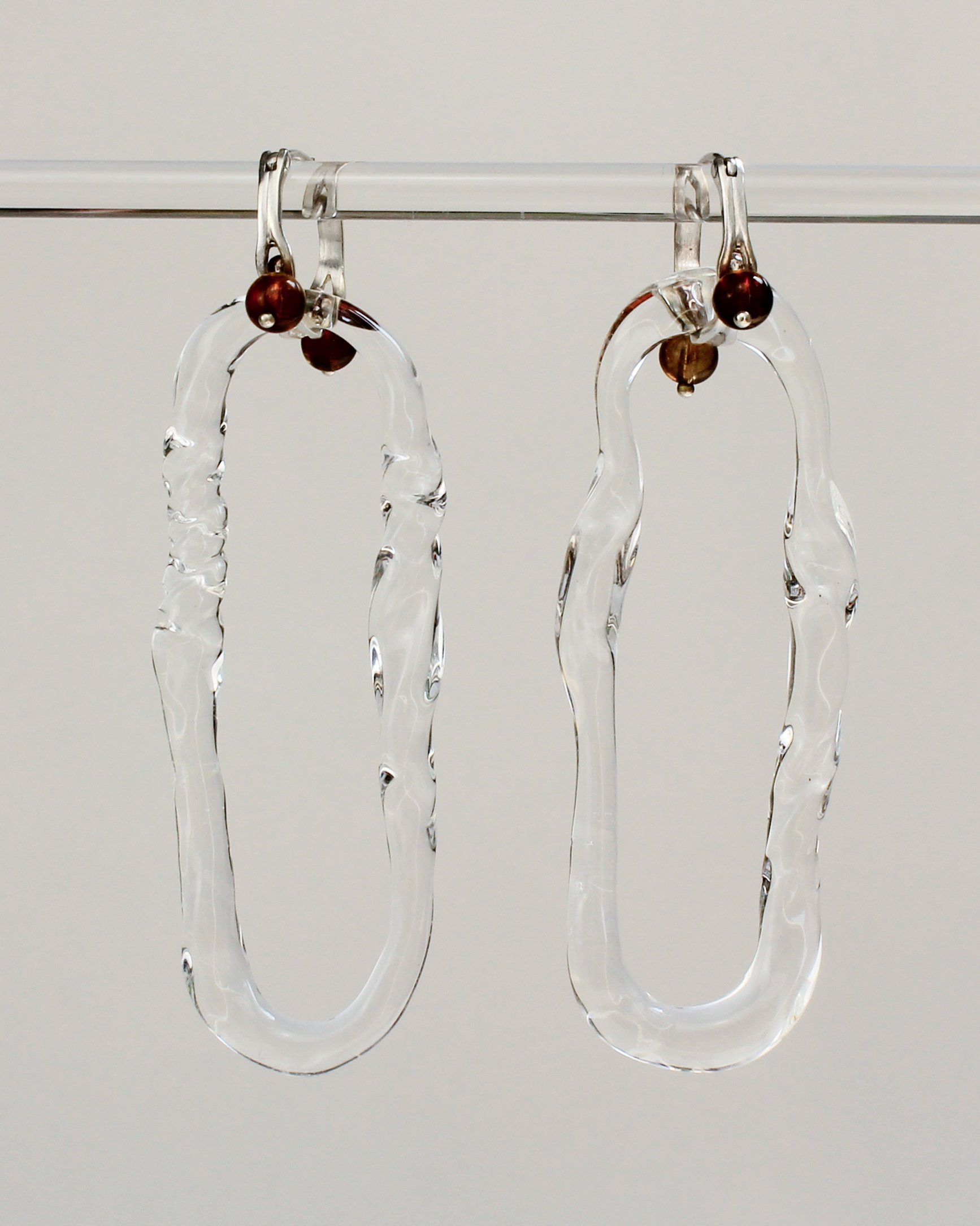 Tourmaline Wavy Hoops with Twisted Glass Link