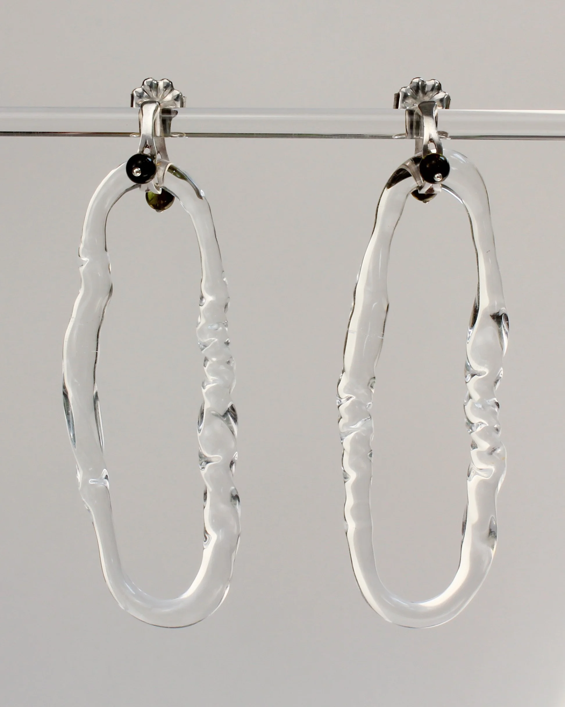Tourmaline Wavy Earrings with Twisted Glass Link