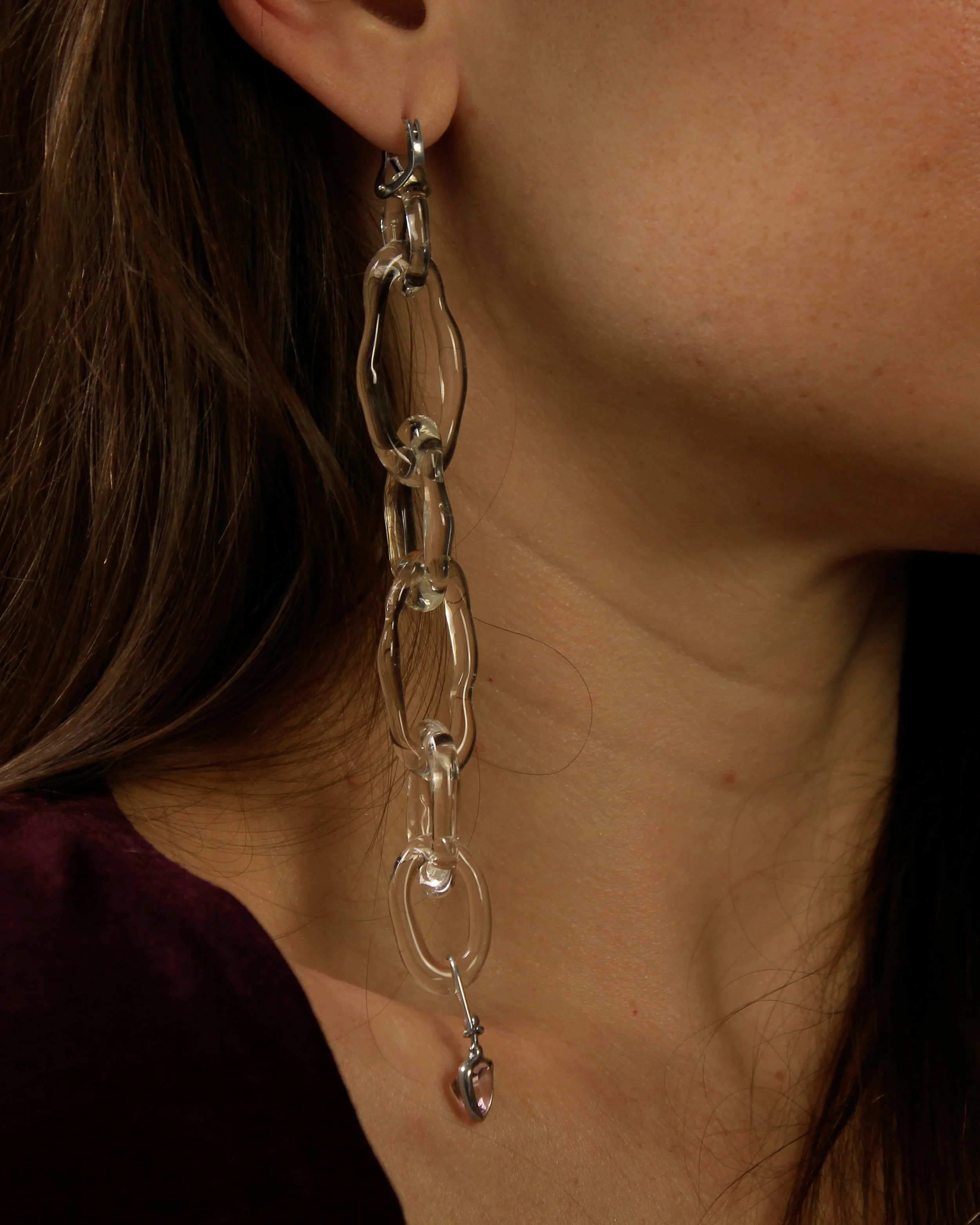 Amethyst Y Hoop with Glass Links