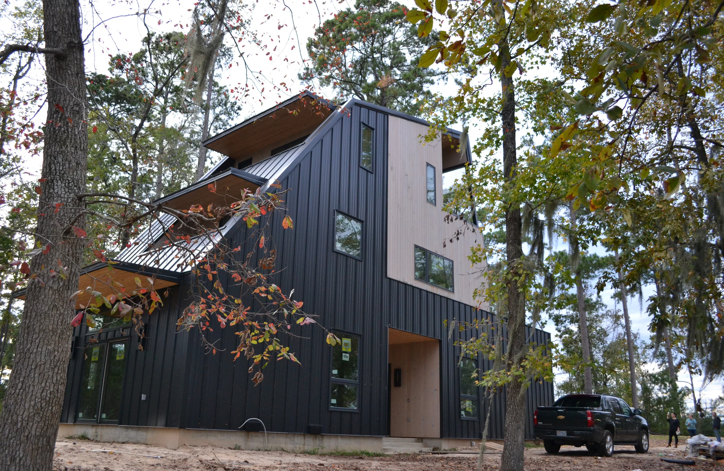  "Side" view of the guest house under construction. 