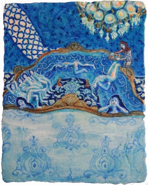 Eternal Tea, 2007, Gesso, acrylic and glitter on canvas, 10 x 8 in