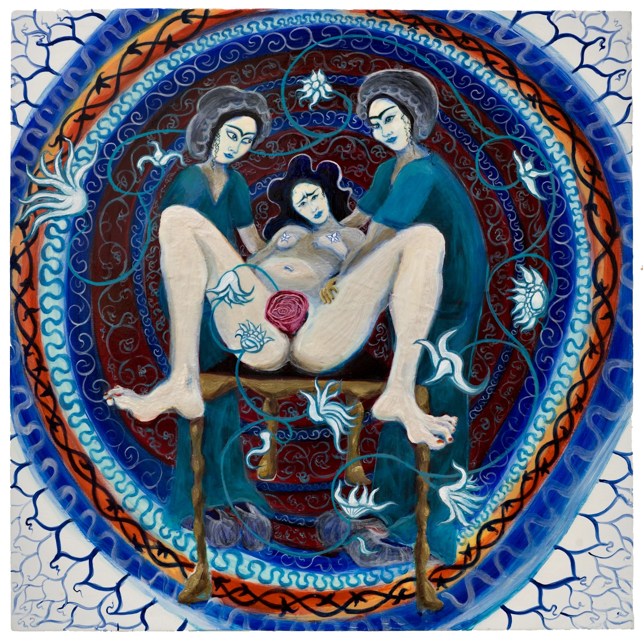 The Birth of Pattern, 2006, Gesso, acrylic and glitter on panel, 48 x 48 in
