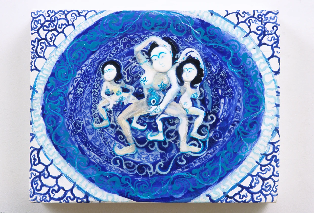 Odaliques Dancing, 2004, Gesso and acrylic on panel, 8 x 10 in