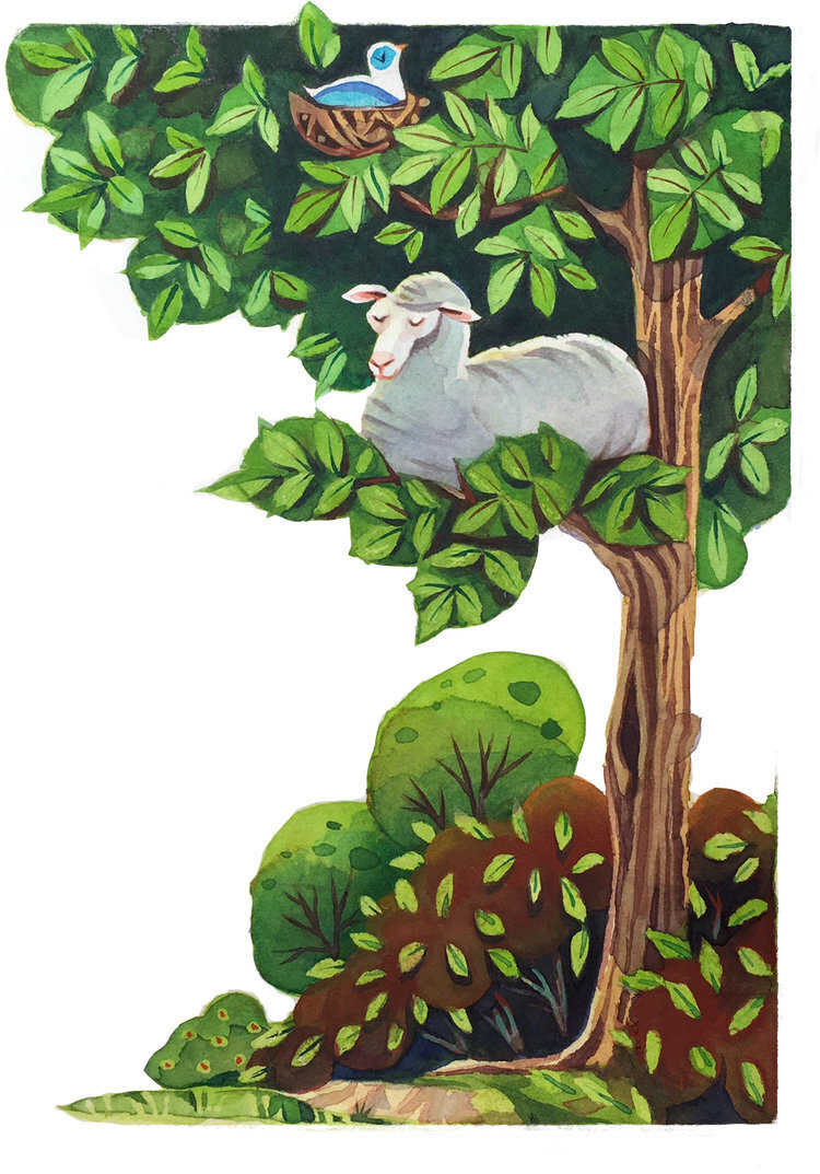 Nesting sheep Watercolor