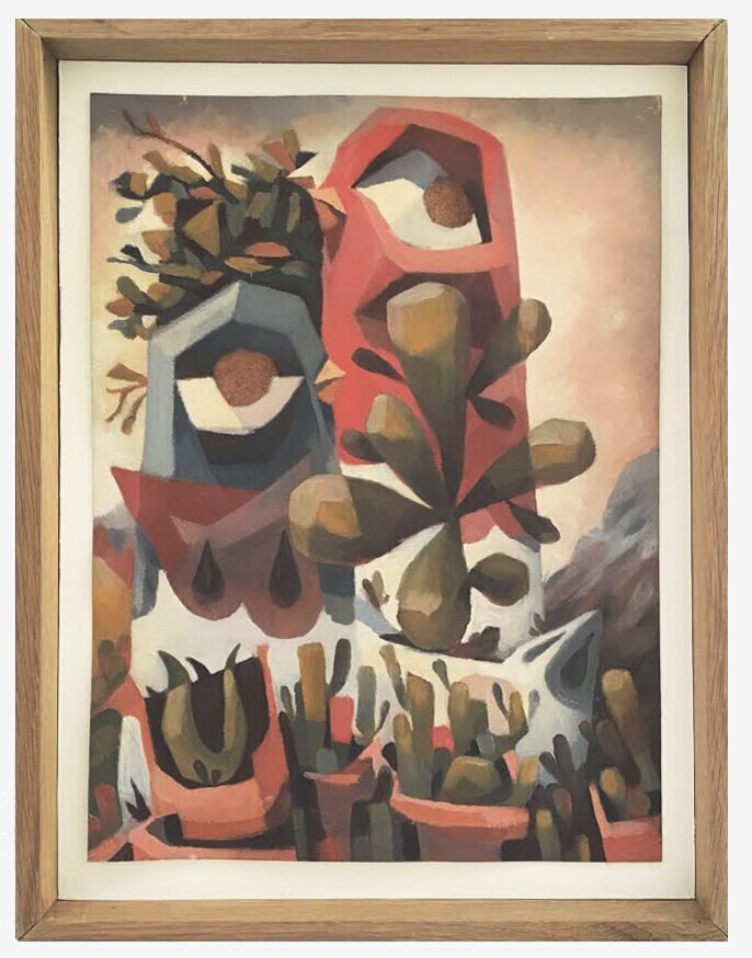 "Ceramic Hens," oil on paper (personal work) 