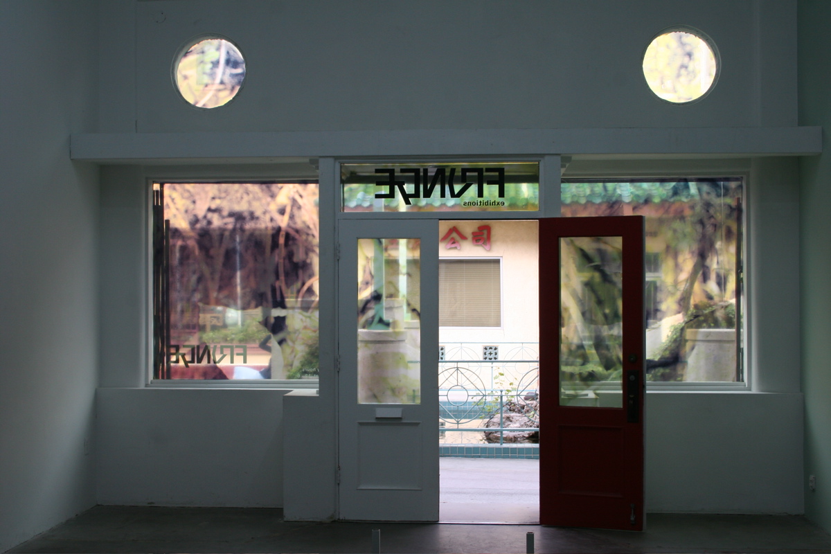 Cryptofloriography , window installation at Fringe Exhibitions (interior view), Chinatown, Los Angeles, 2007