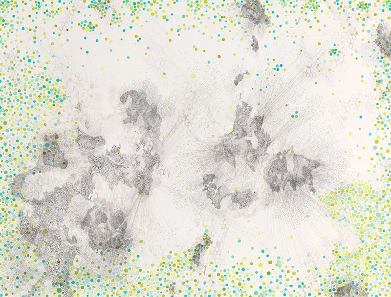 in fear of losing color..., 44" x 60", ink, acrylic, graphite, 2012