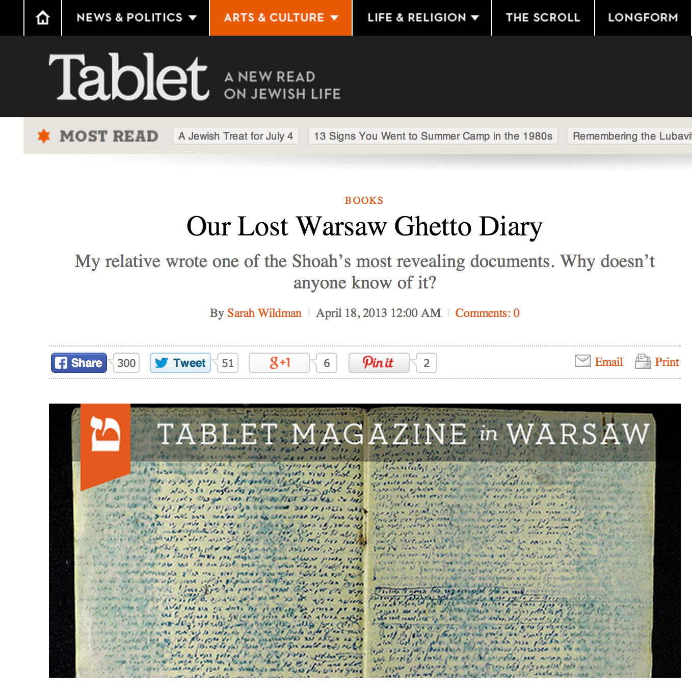 Our Lost Warsaw Ghetto Diary