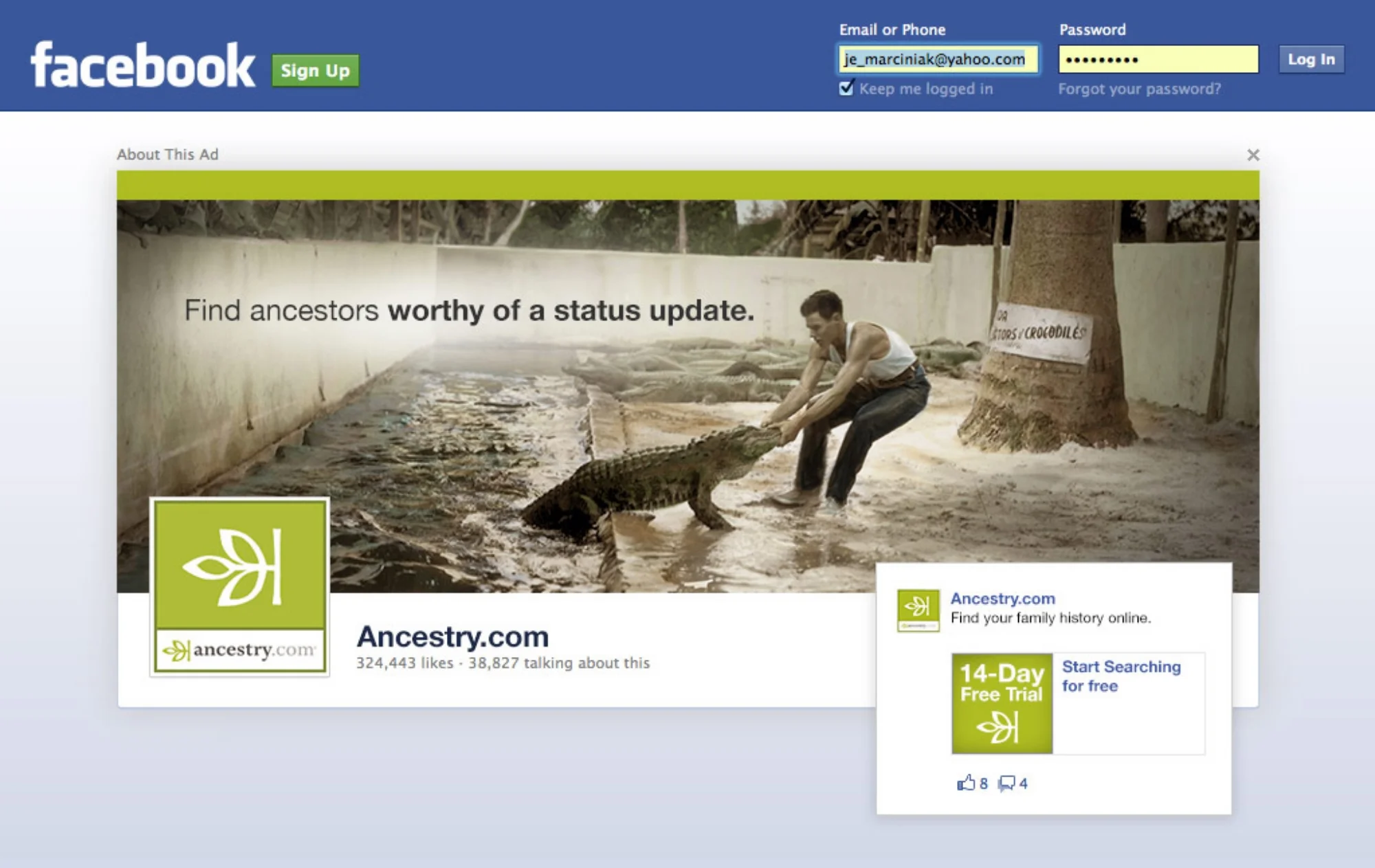 Facebook Log Out Page