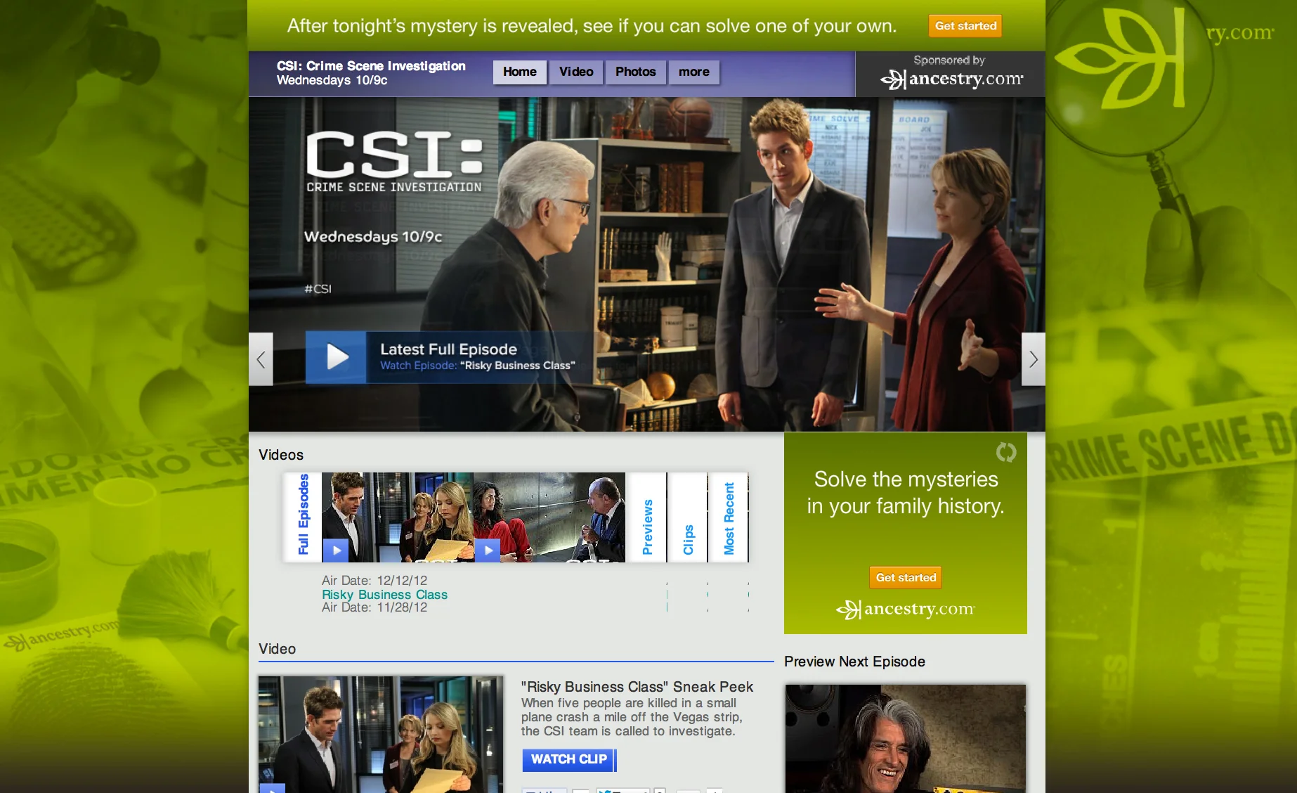 CBS — CSI Landing Page Takeover