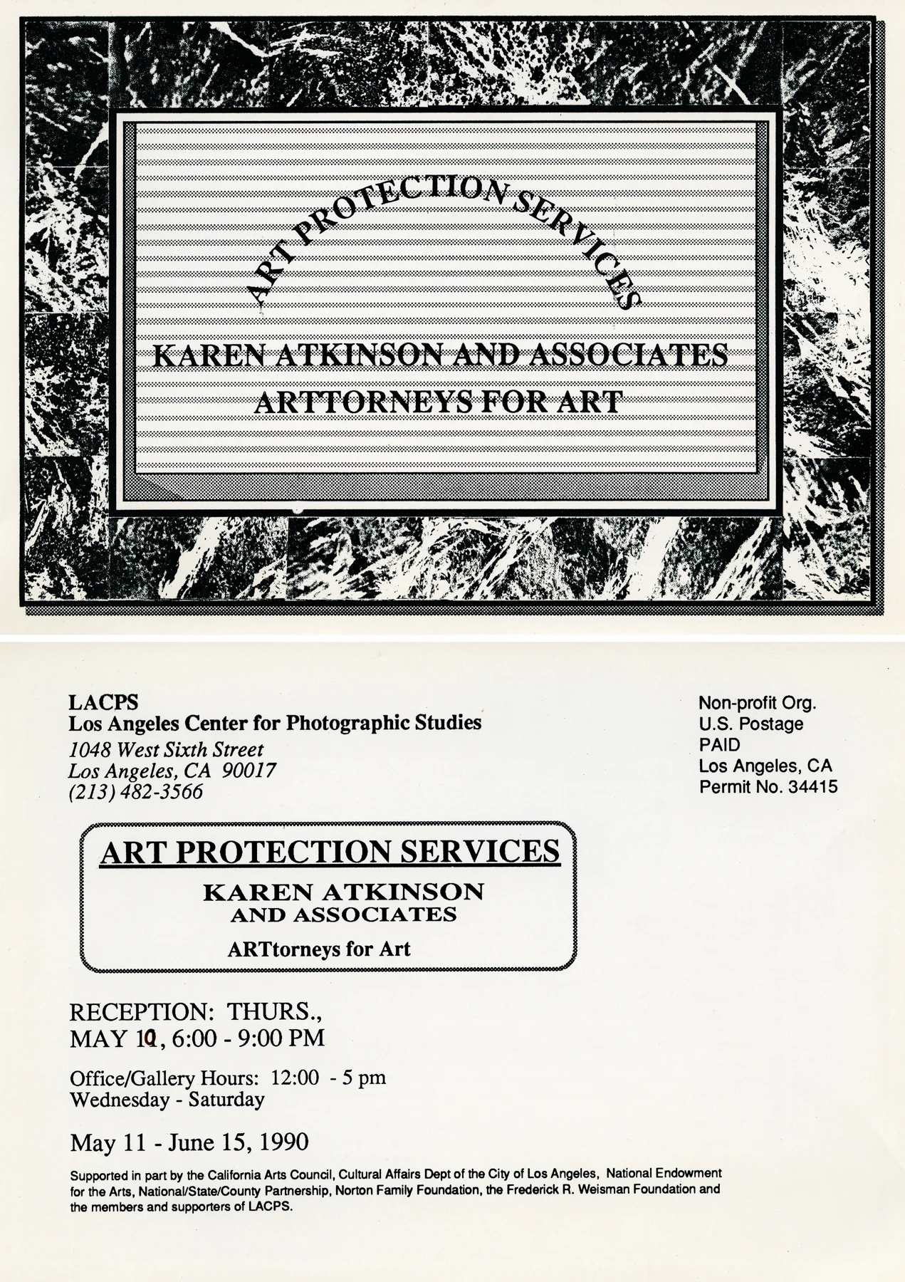 ART PROTECTION SERVICES: Karen Atkinson and Associates, ARTtorneys At Work. Exhibition Invite.