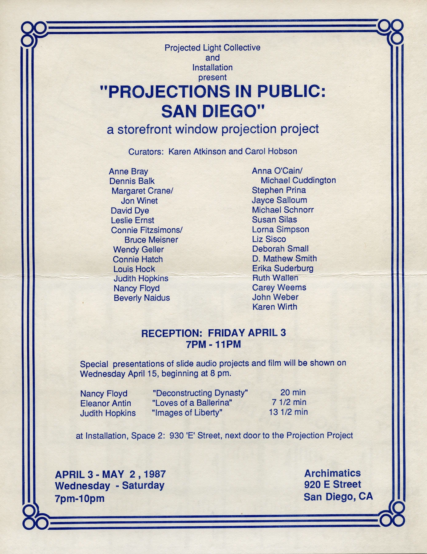 Projections In Public: San Diego Invite, Side A