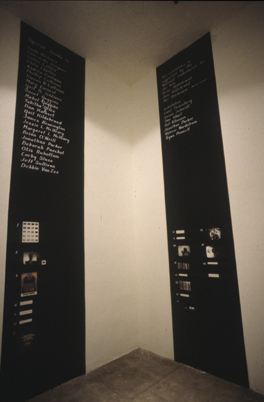 Admits Two, Detail, Installation Gallery, San Diego, CA. Karen Atkinson (Back Room "Credits"
