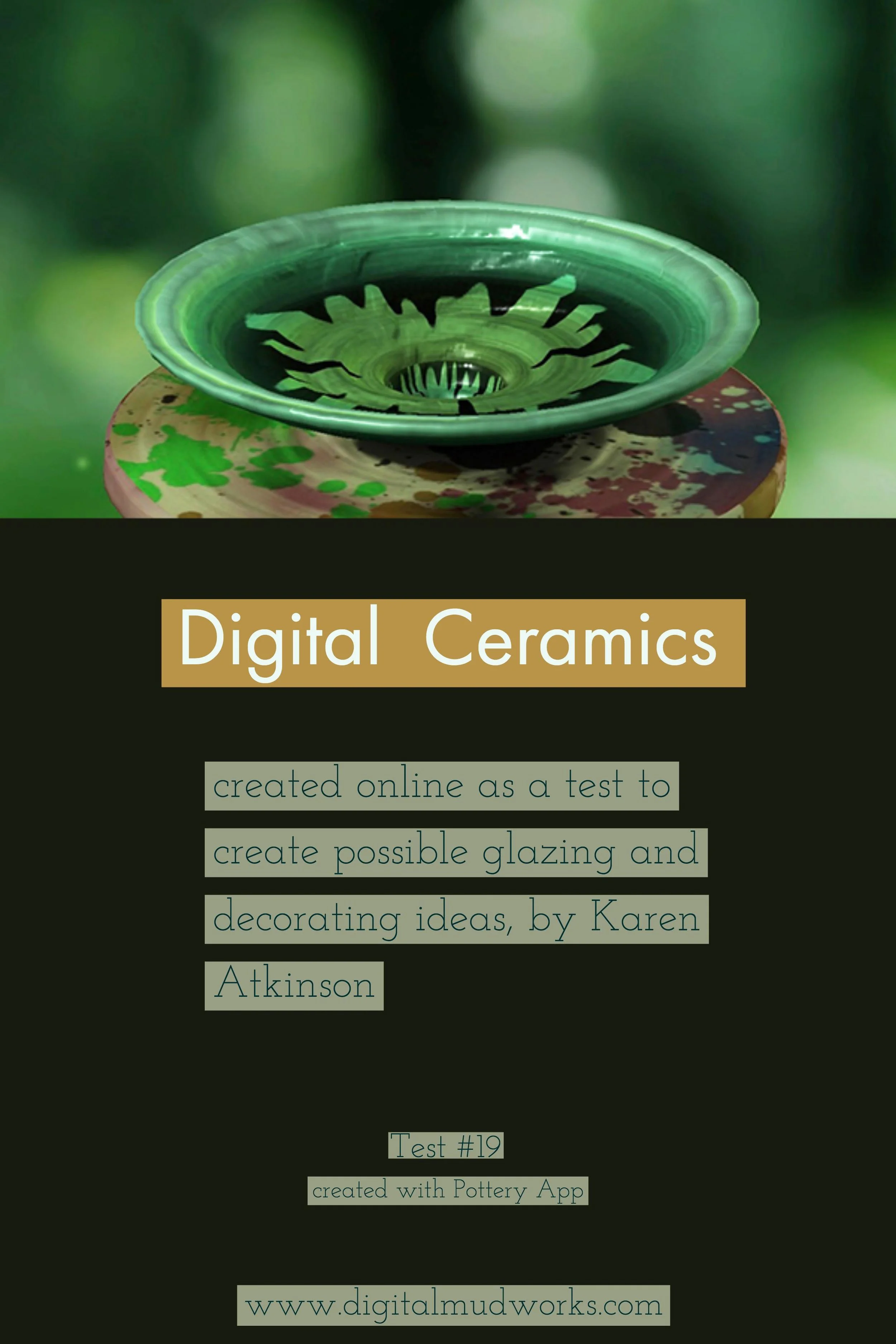 Digital Ceramics Test 019, using a computer app to do glaze and design tests. by Karen Atkinson