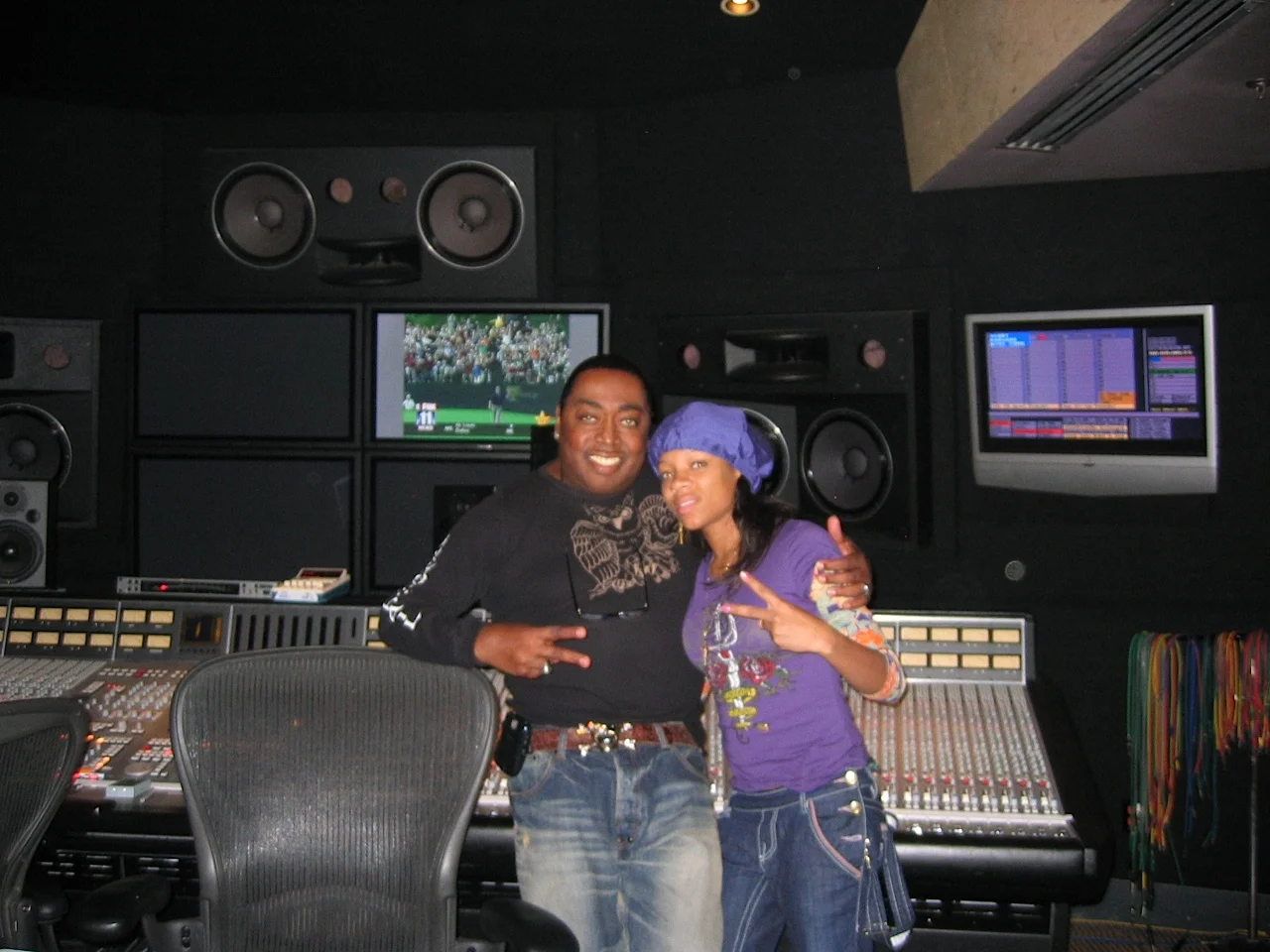 Kenn and Lil Mama in the studio