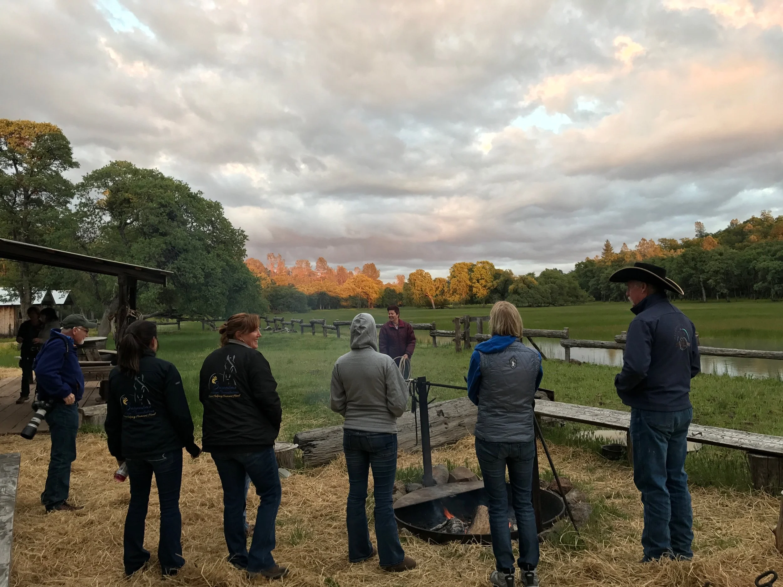 The group hanging out at our campsite at The Wild Horse Sanctuary