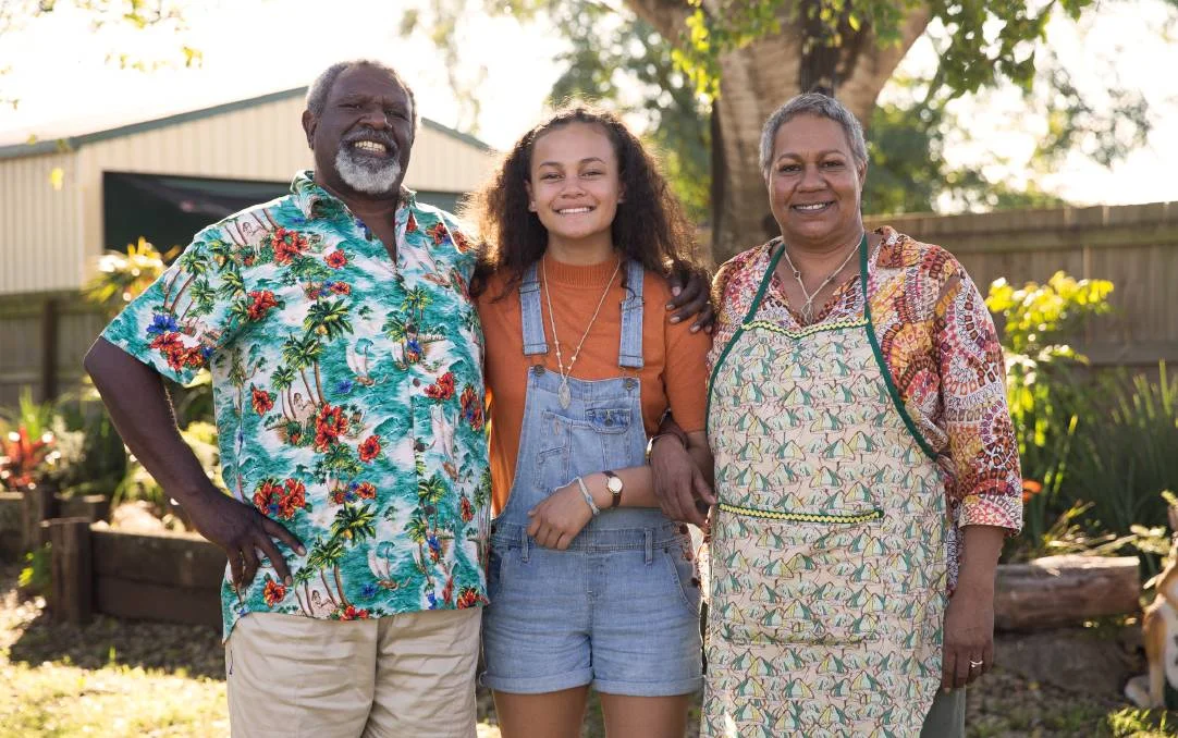 Charles Passi, Kyliric Masella and Tessa Rose at the show's main house location in Hawkins Street Beaudesert.