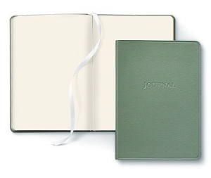 Photo of a green blank open journal