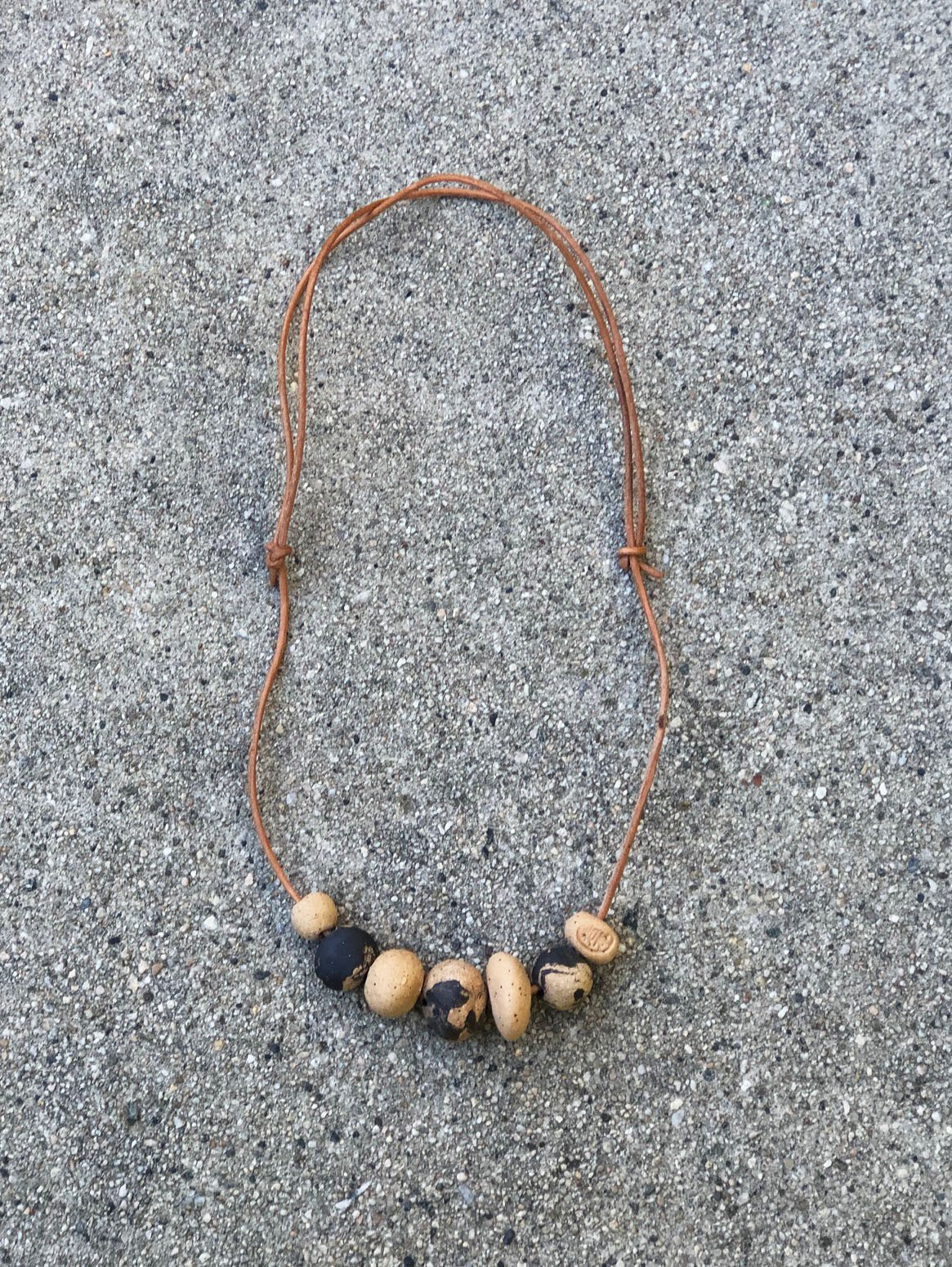 Wabi Sabi bead necklace, sand & kuro — Alyson Iwamoto Ceramics