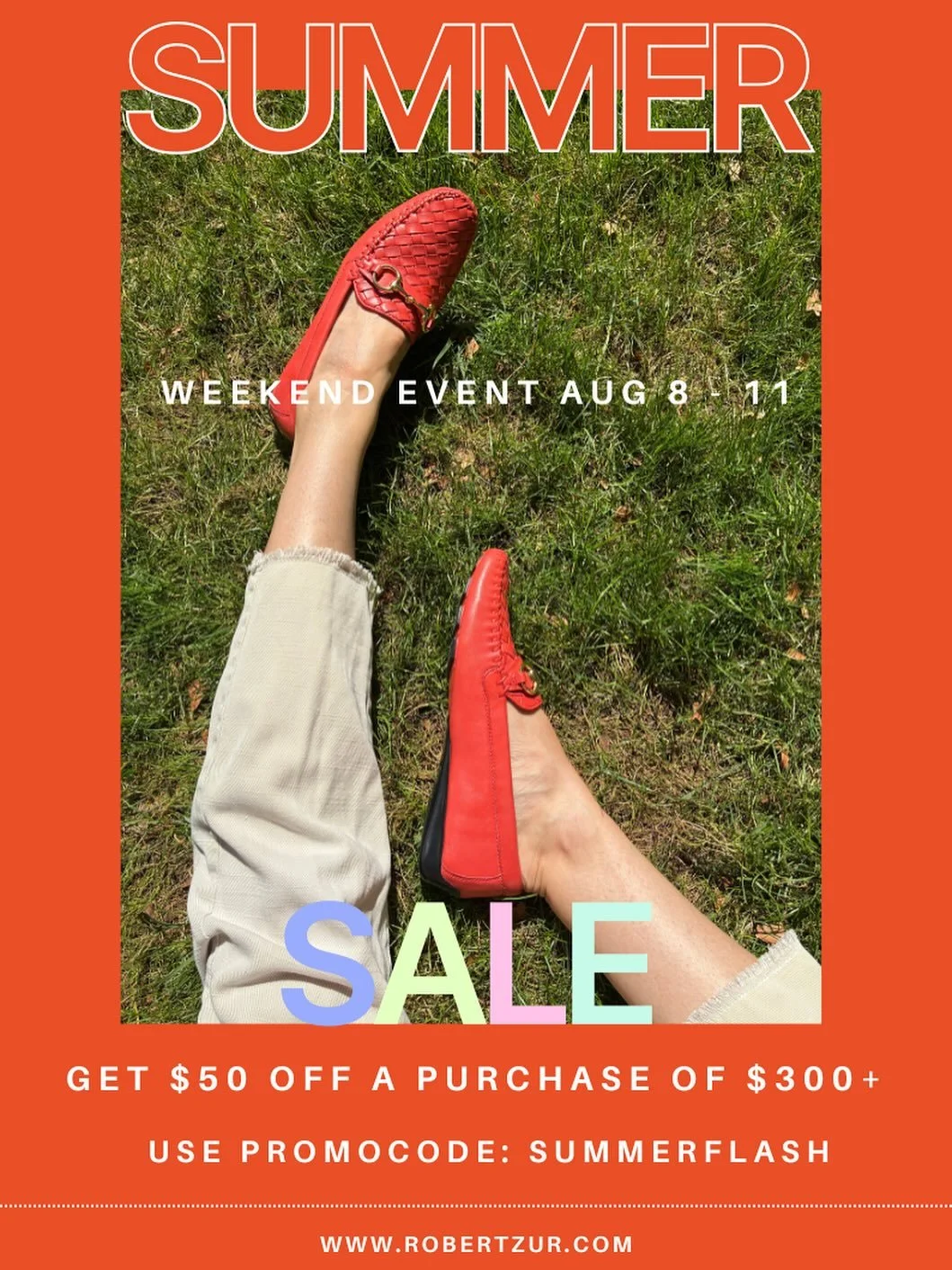 ✨ Get $50 off on purchases of $300 or more 
✨ Use promo code: SUMMERFLASH at checkout.

Don&rsquo;t miss out on this weekend event to refresh your wardrobe with your new favorite pair 🩷

Shop now at www.robertzur.com and treat yourself! #RobertZur #