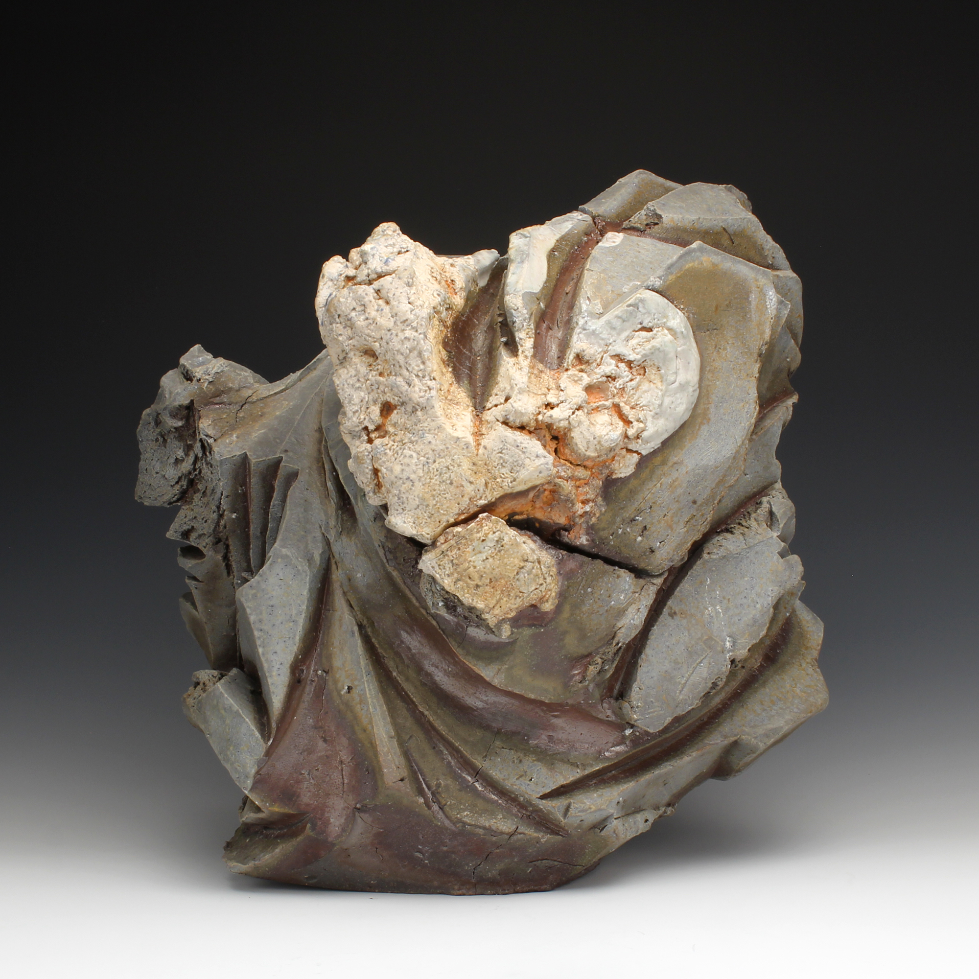 Lidded Container 12" x 14" x 15" Wood fired stoneware, porcelain, quartz 2014
