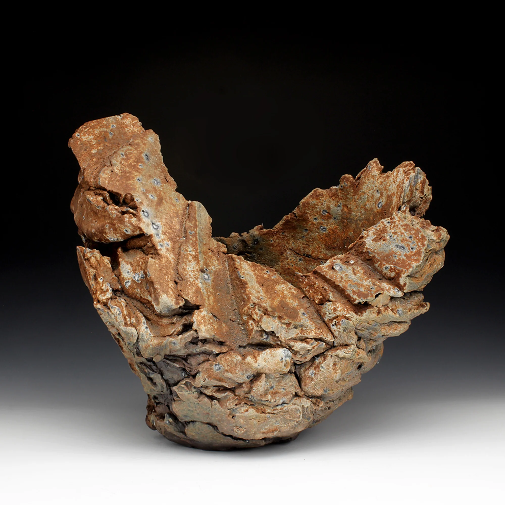 Gnar Dish12" x 14" x 8"Wood fired stoneware, quartz2016