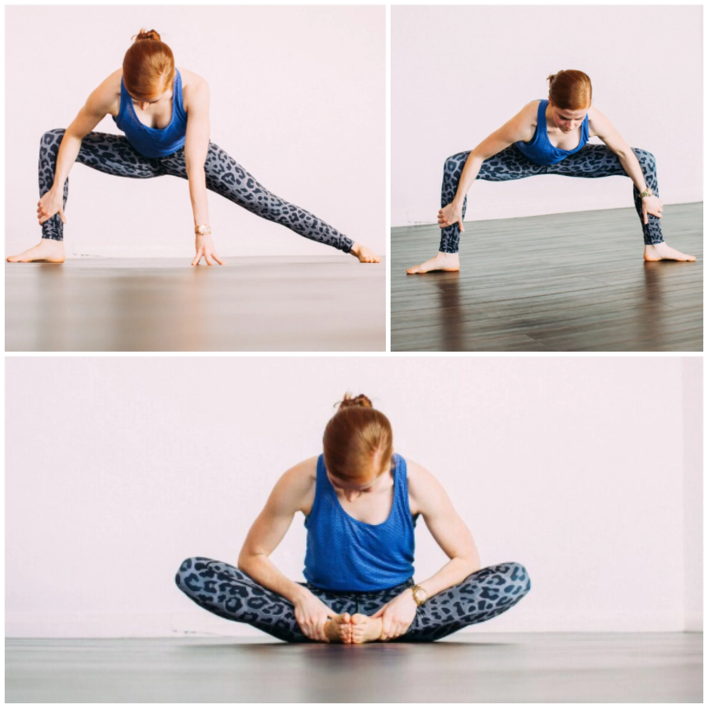 Prep for a wide legged forward fold or prasarita padottanasana