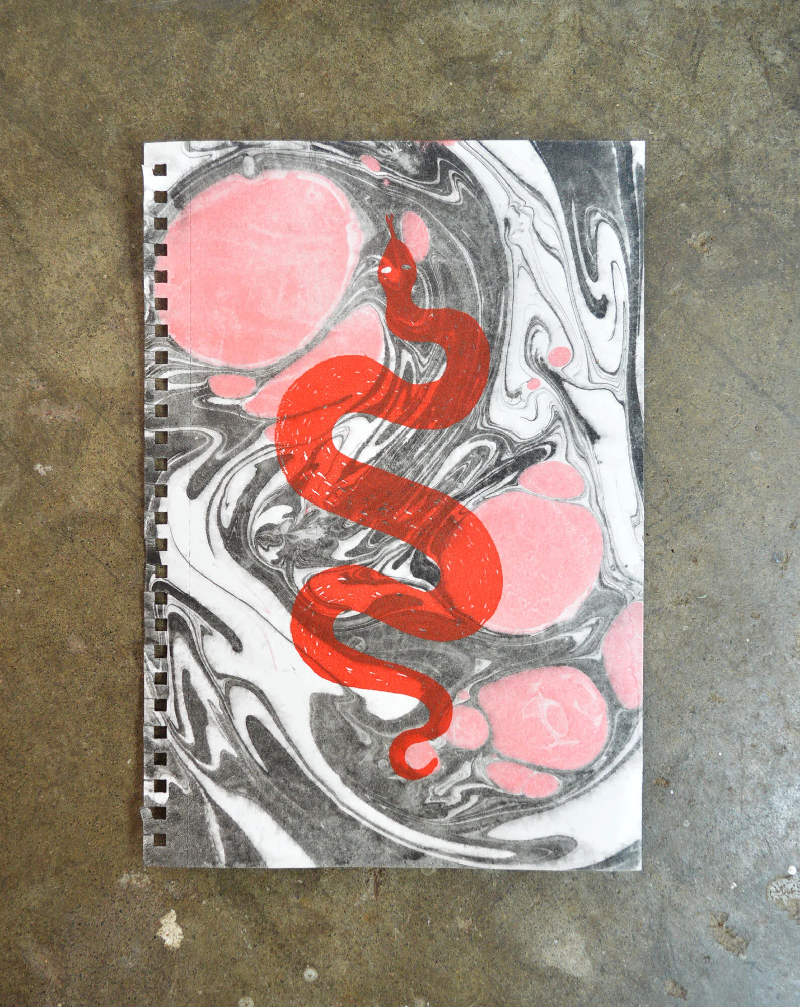 Snake-In-The-Water_black-marble-red-dots-serated_6x9in.jpg
