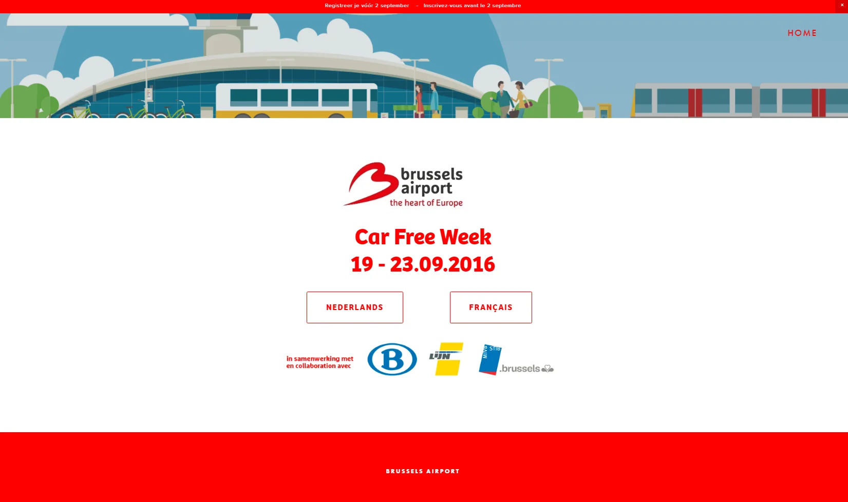 Registratie voor de Car Free Week op de luchthaven van Zaventem www.carfreeweekbrusselsairport.be
