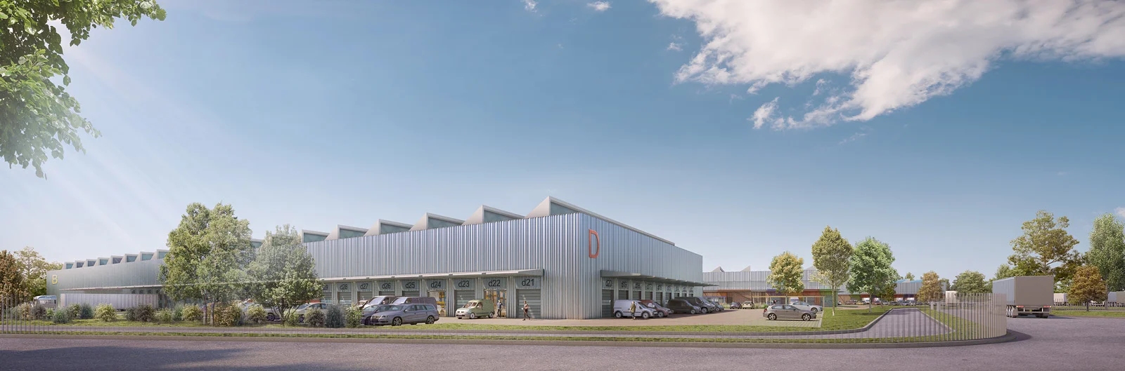 Ensemble logistique du dernier kilomètre et d’un parking poids-lourds.