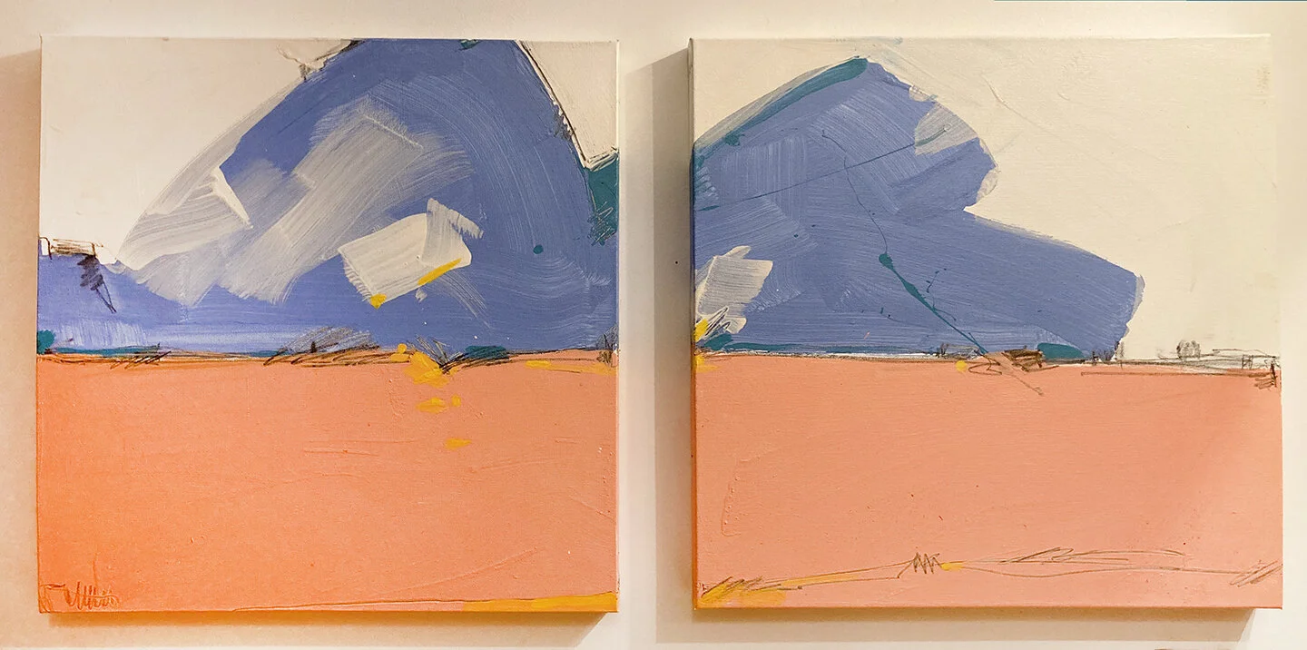  bluCloud - 40"x20" [2pieces] - acrylic/gel/varnish&amp;pencil on stretchedCanvas 