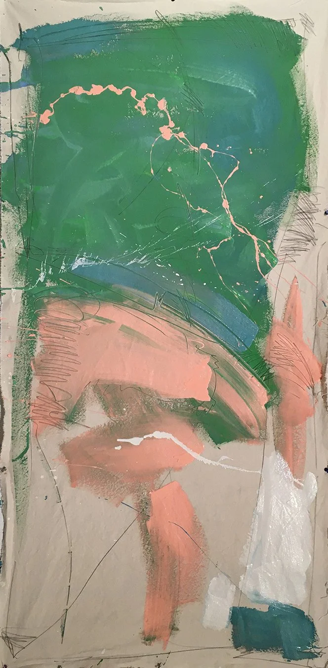  ‘wtf - wakeUP’- acrylic/gel/varnish&amp;pencil on rawLaunderedCanvas sheet mounted &amp; framed-  44”x72” 