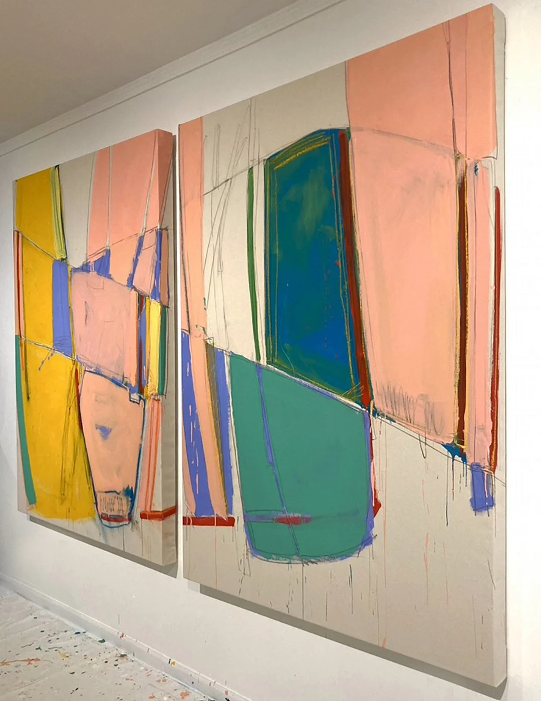  ‘IN2now#1&amp;#2’ - [approx 92”x64”] acrylicPolymer/gel/varnish/pastel/conteStick&amp;pencil on rawCanvas  -  contact Gerard Marti @ NEW YORK PARIS ART GALLERY  Birmingham MI 248.642.3909 &amp; Gerard@NYParisArtGallery.com 