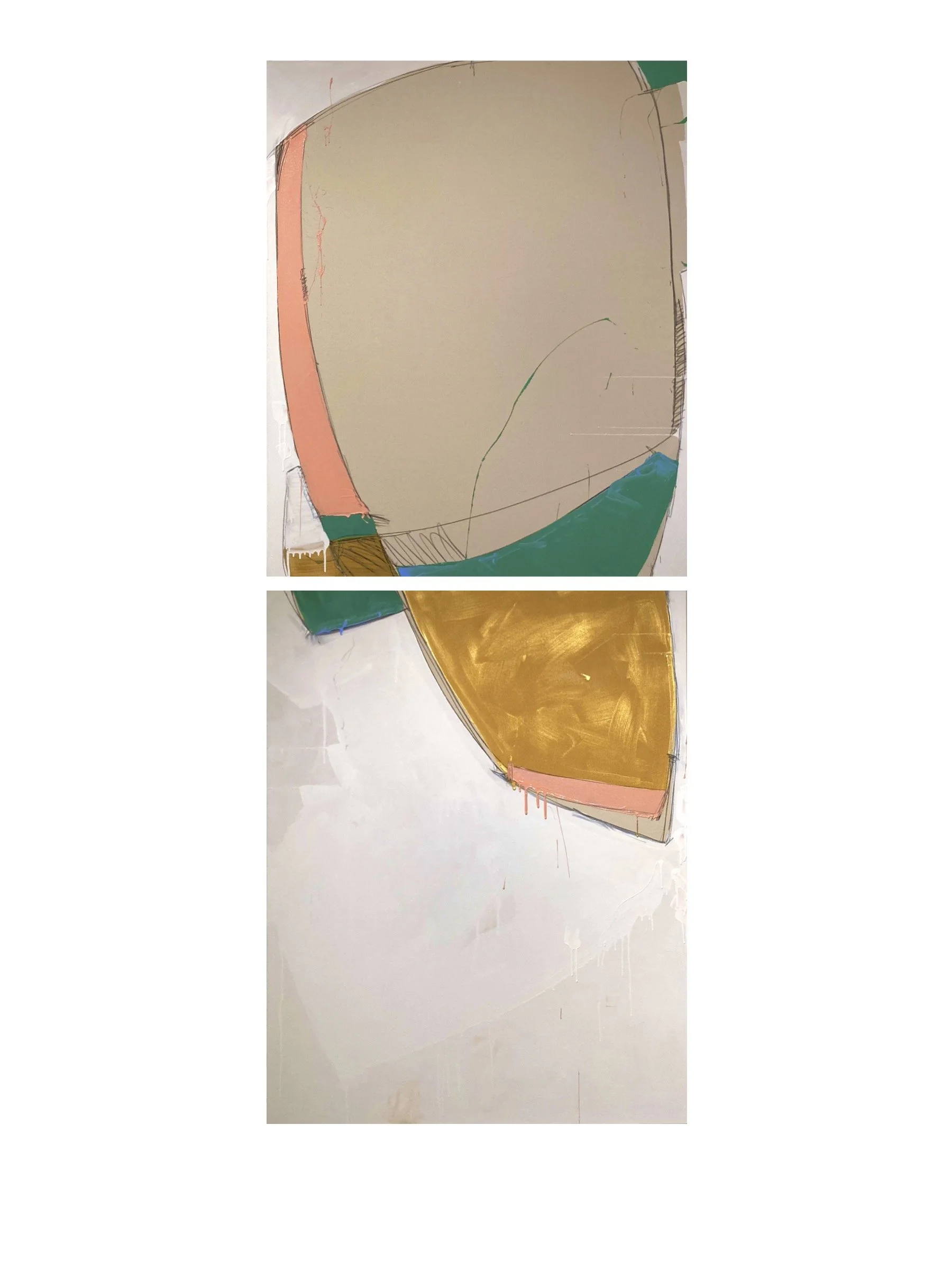  ‘deepSense’ [2cavnases] - 48”x 125” - acrylicPolymer/glossGel&amp;varnish/conteStick/ebonyPencil  