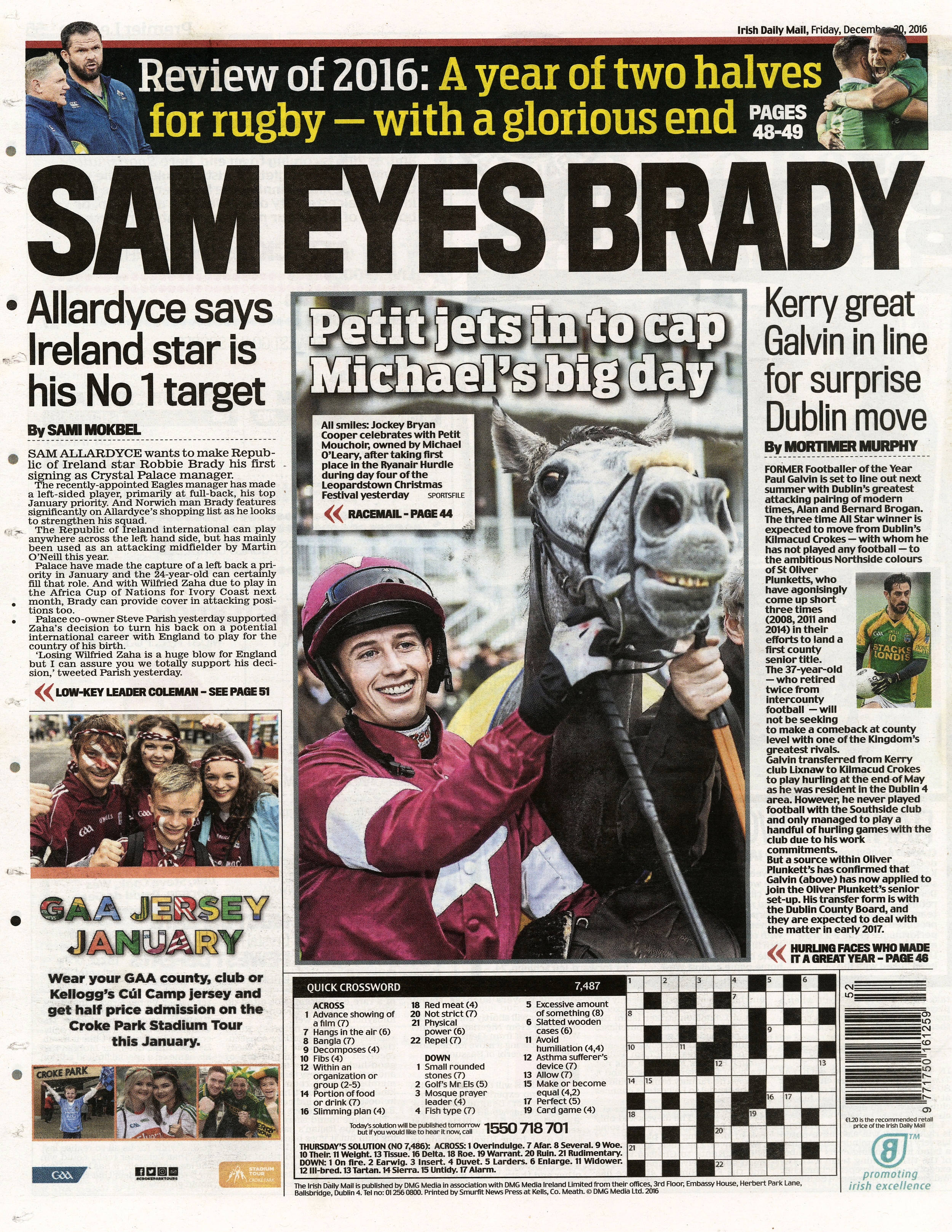  Ryan Moore celebrates with Petit Mouchoir after winning during the Leopardstown Christmas Festival December 30 2016  Irish Daily Mail  