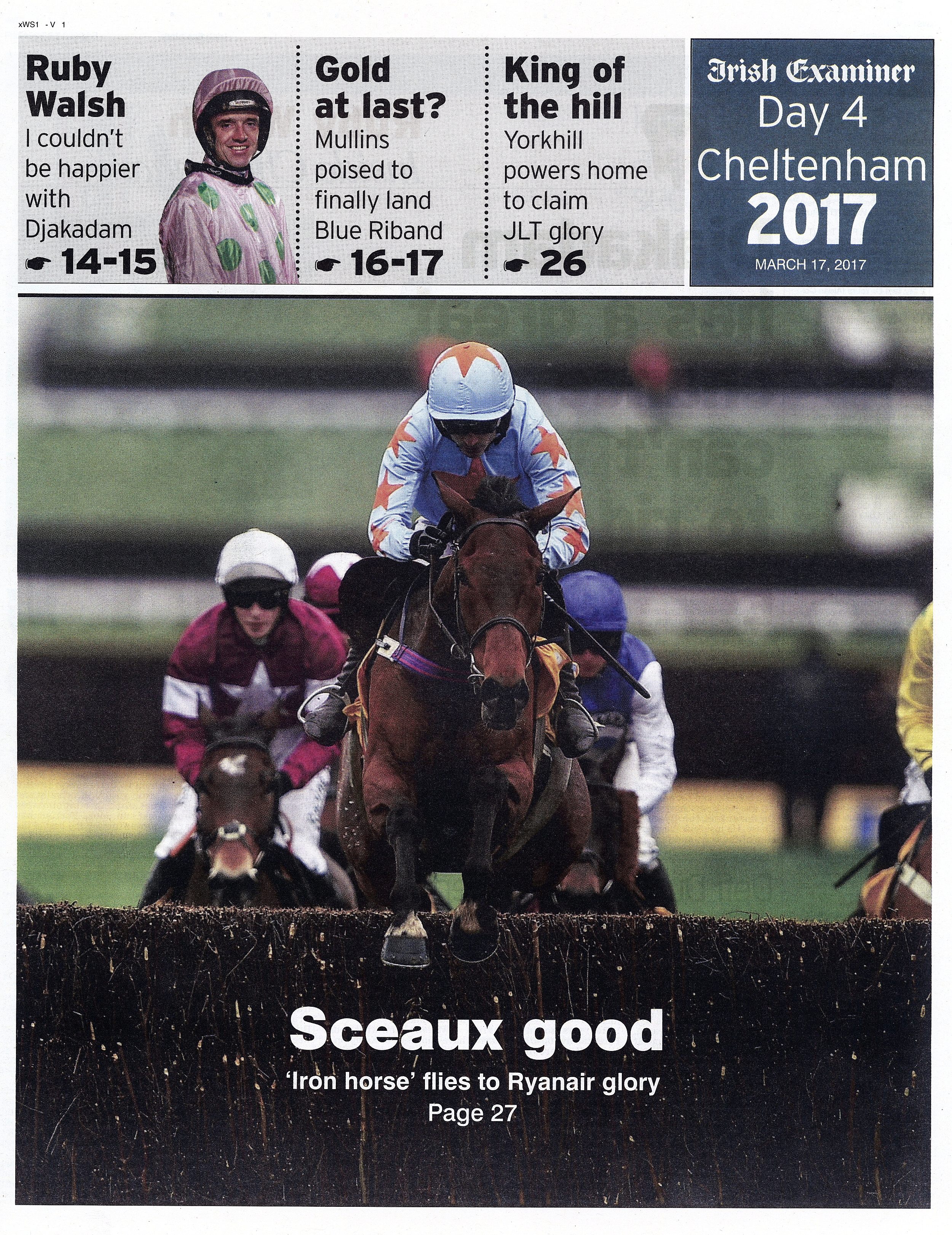  Un De Sceaux with Ruby Walsh up on their way to winning at Cheltenham Festival March 17 2017  Irish Examiner  