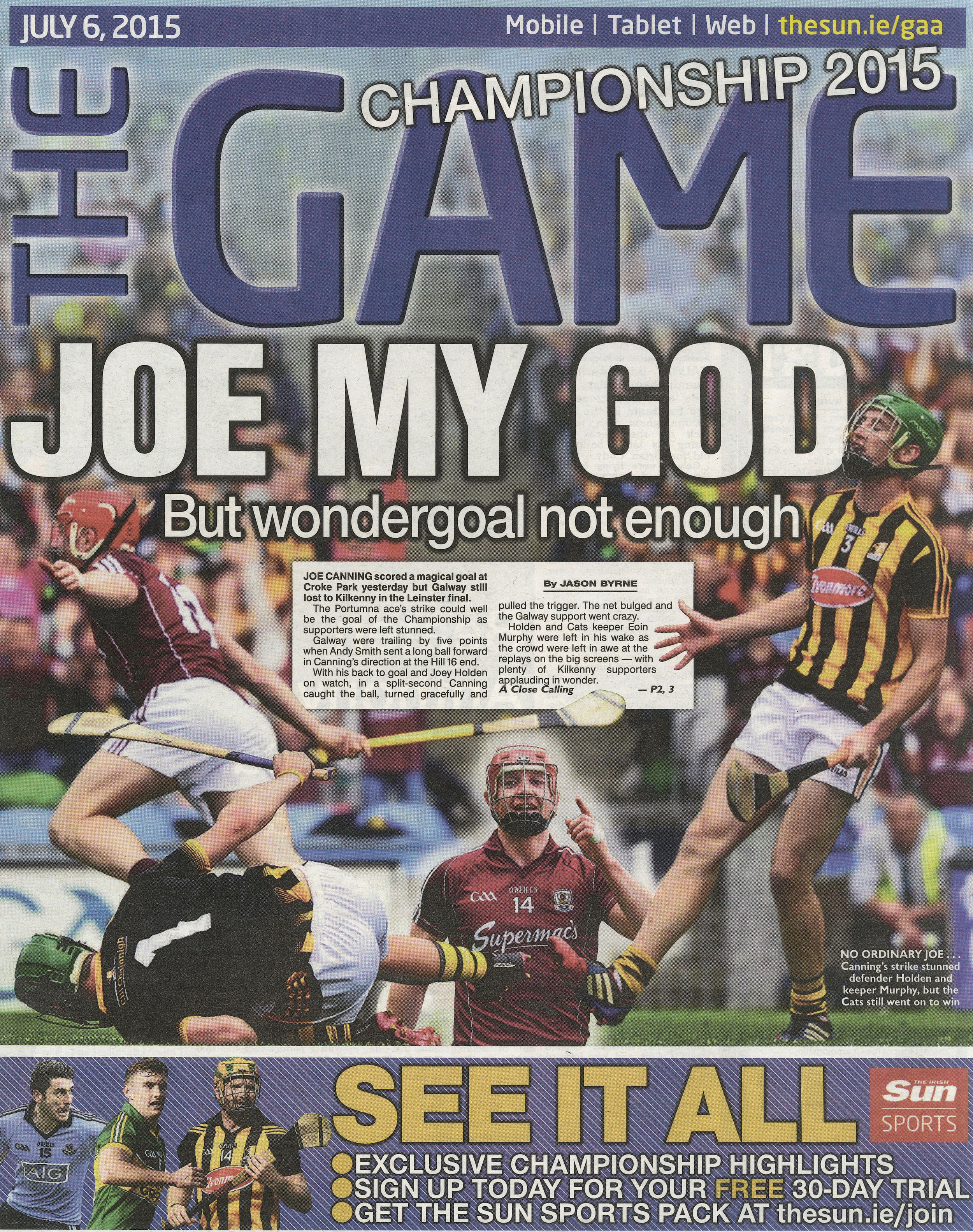  Joe Canning of Galway celebrates a goal against Kilkenny during the Leinster Senior Hurling Championship at Croke Park July 6 2015  The Irish Sun  