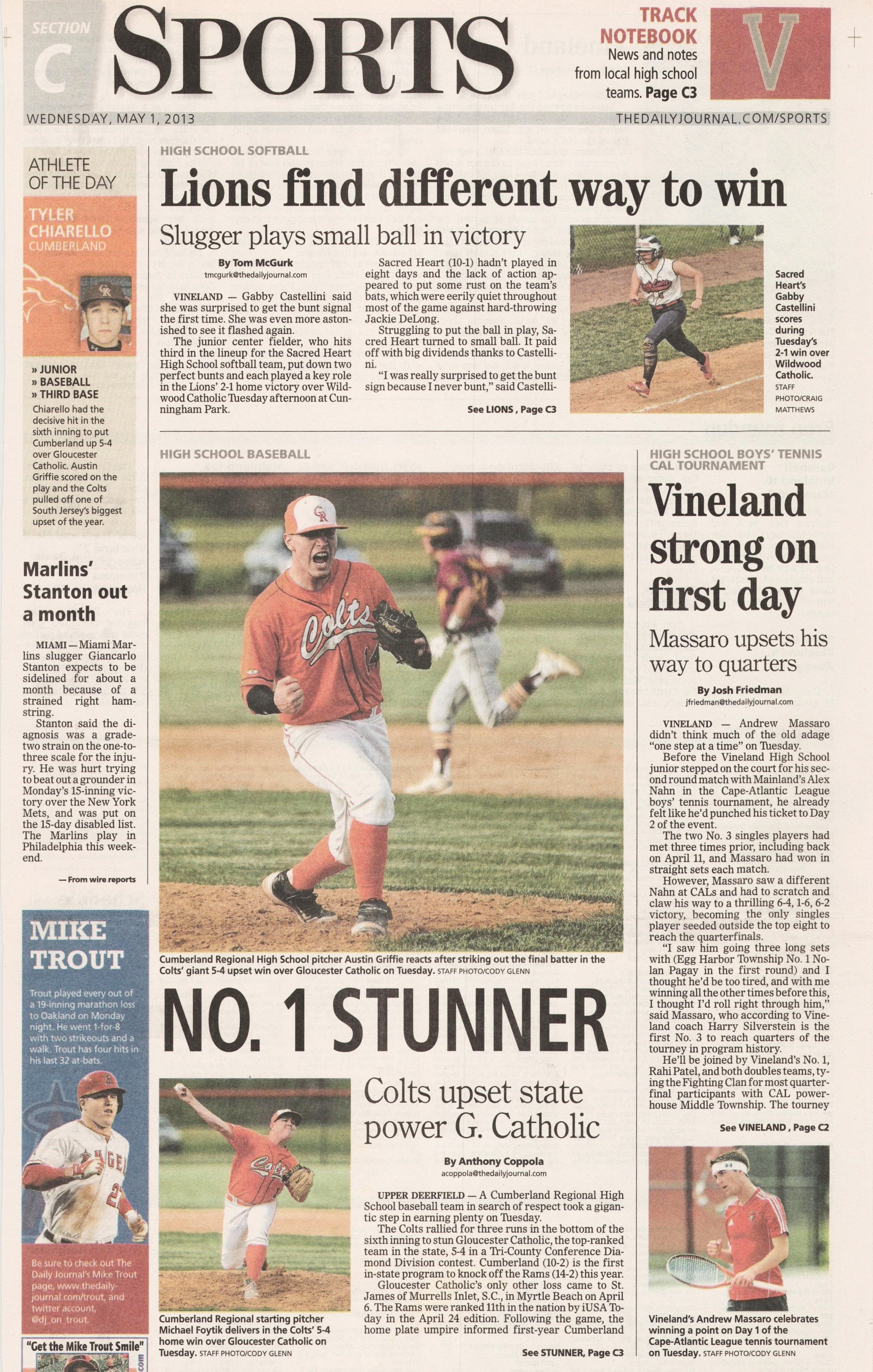  Cumberland Regional v Gloucester Catholic baseball May 1, 2013 /  The Daily Journal  