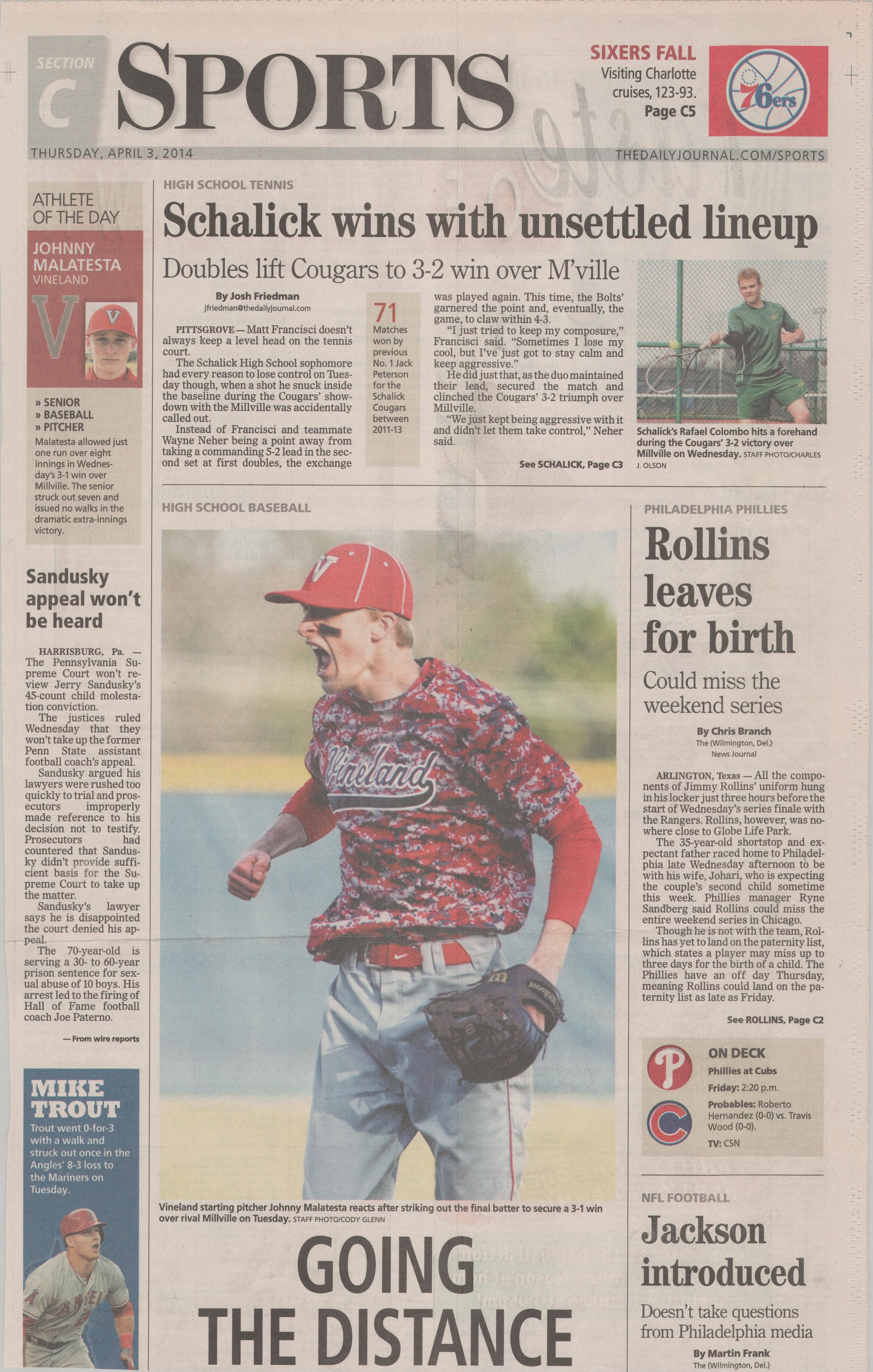  Vineland v Millville baseball April 3, 2014 /  The Daily Journal  
