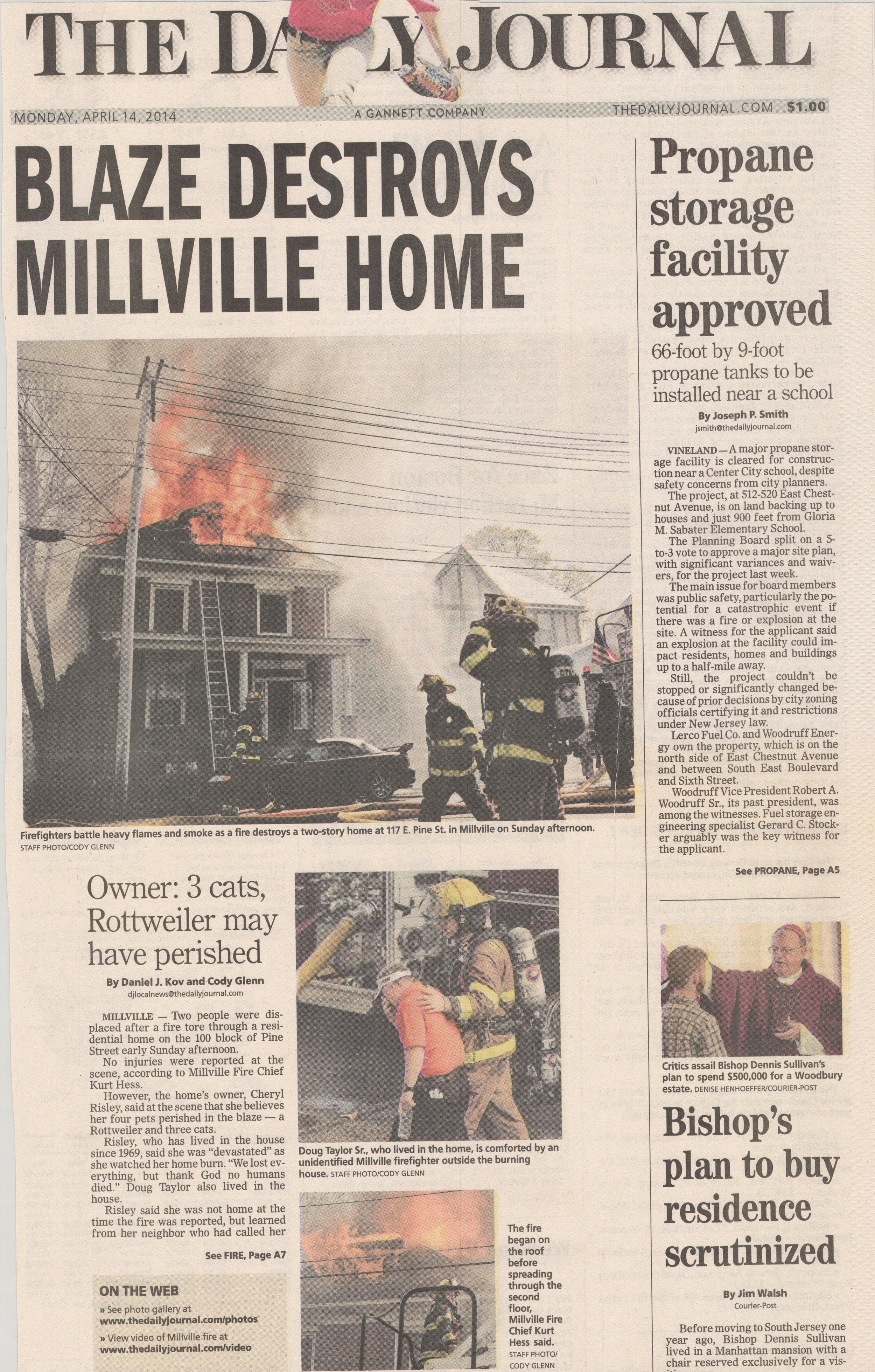  Millville house fire April 14, 2014 /  The Daily Journal  